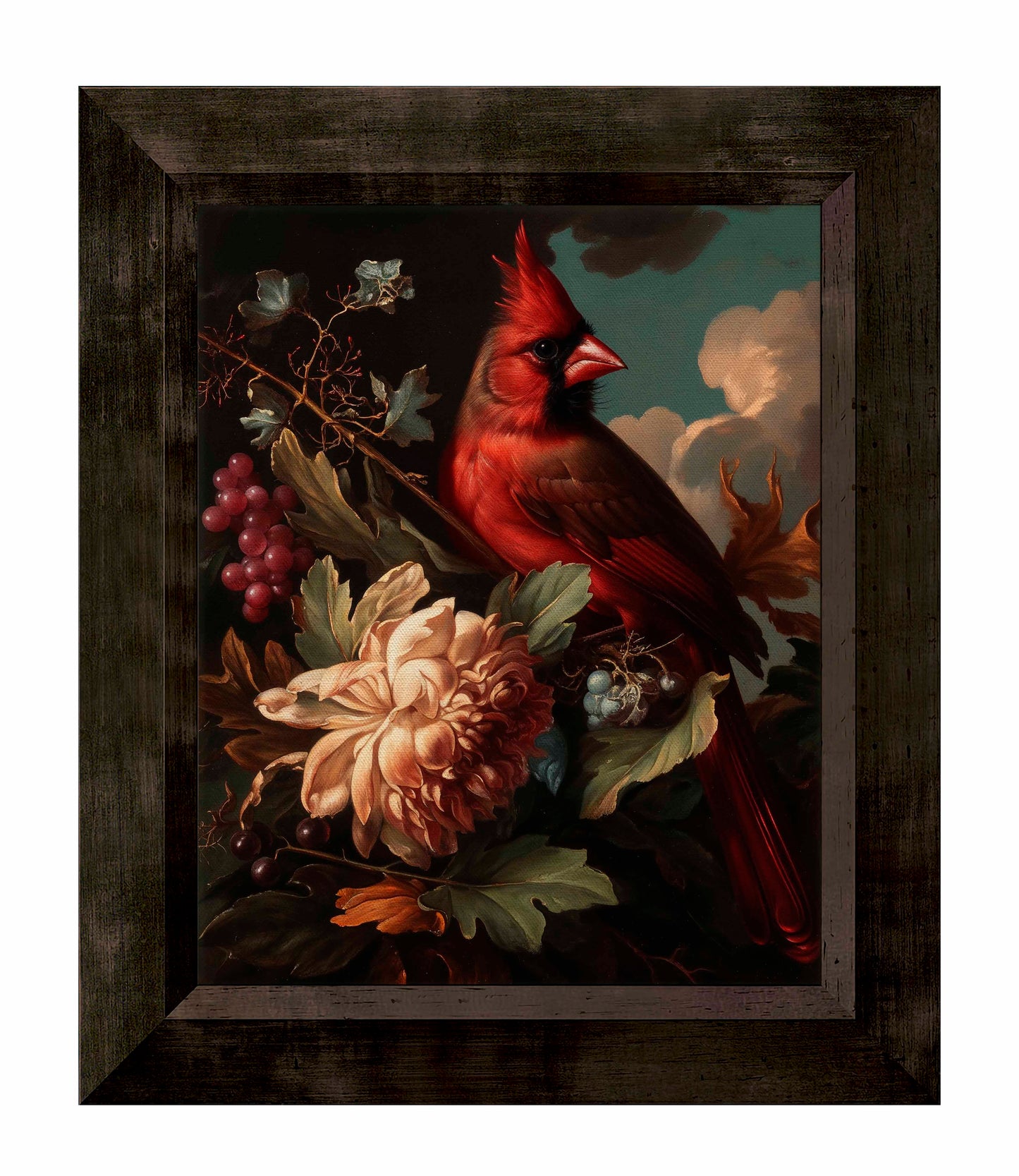 Crimson Majesty - Cardinal Amongst Blooms - Limited Edition Canvas