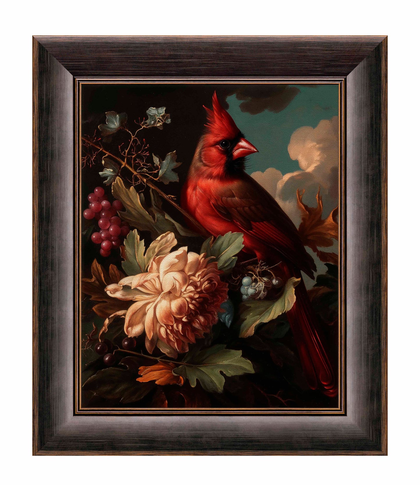 Crimson Majesty - Cardinal Amongst Blooms - Limited Edition Canvas