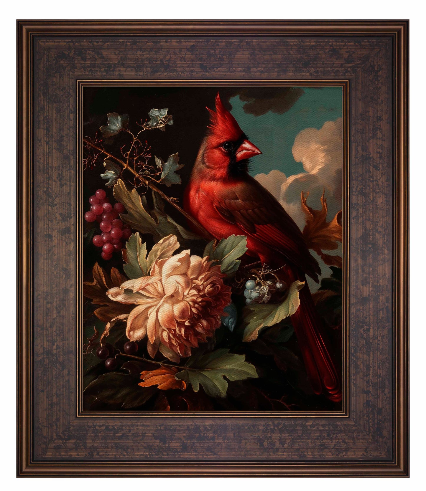 Crimson Majesty - Cardinal Amongst Blooms - Limited Edition Canvas