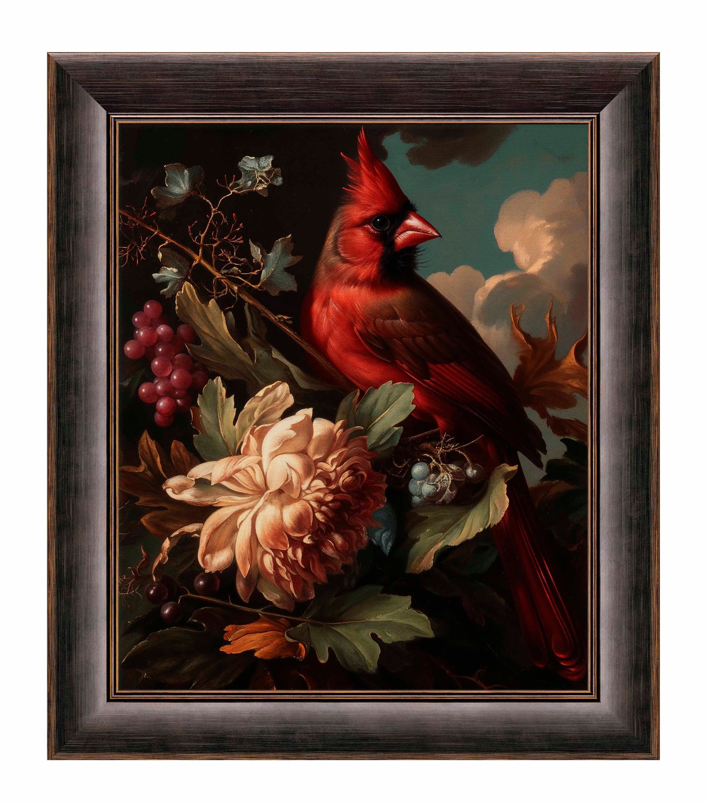 Crimson Majesty - Cardinal Amongst Blooms - Limited Edition Canvas