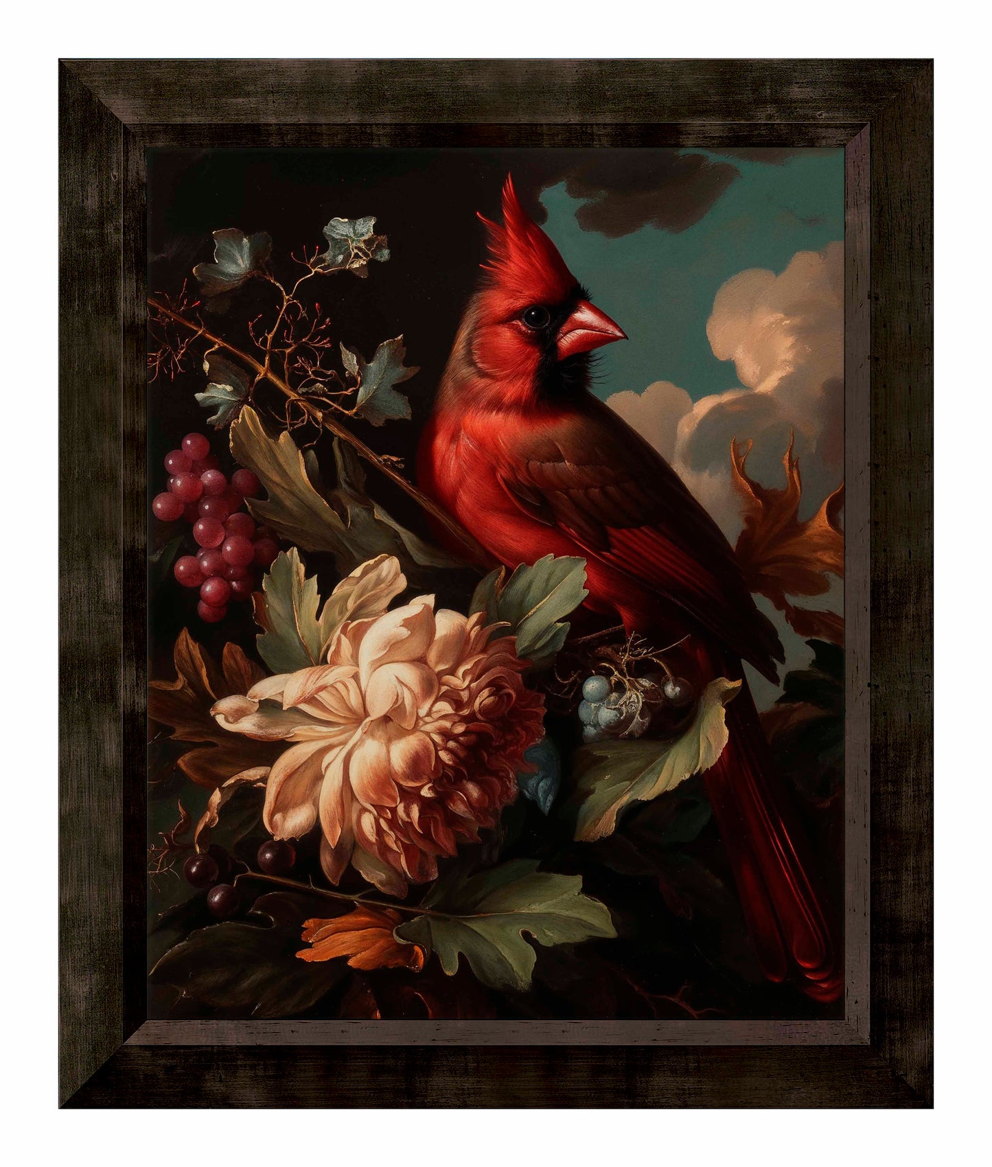 Crimson Majesty - Cardinal Amongst Blooms - Limited Edition Canvas