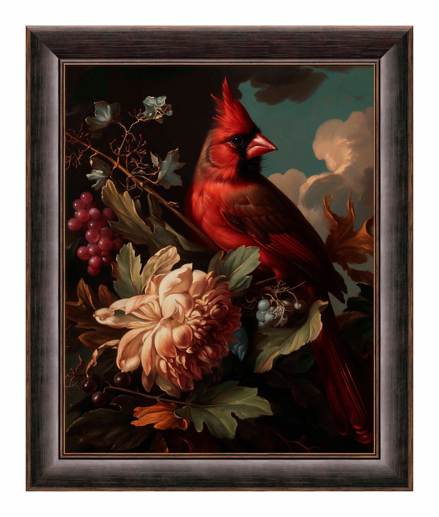 Crimson Majesty - Cardinal Amongst Blooms - Limited Edition Canvas