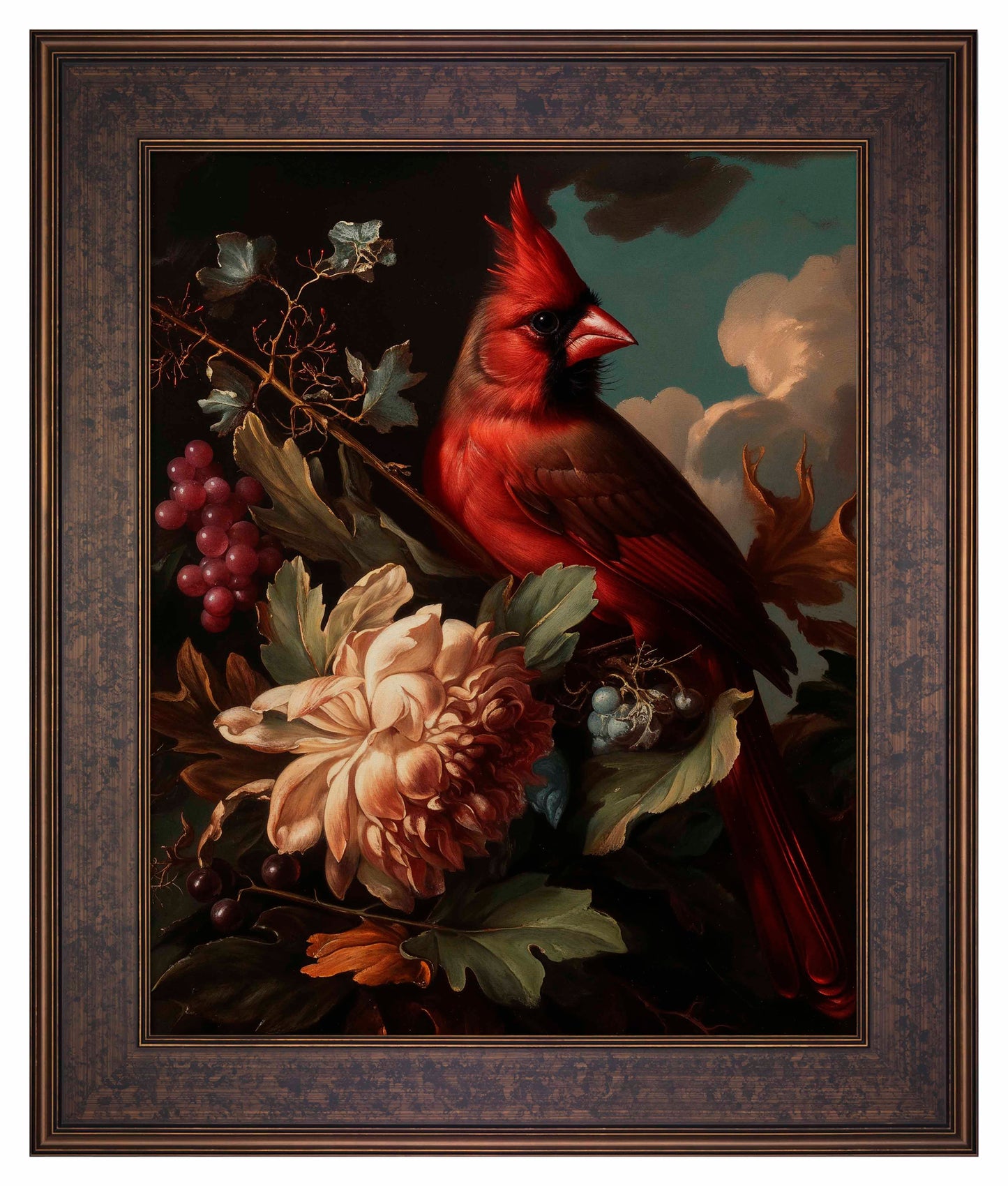 Crimson Majesty - Cardinal Amongst Blooms - Limited Edition Canvas