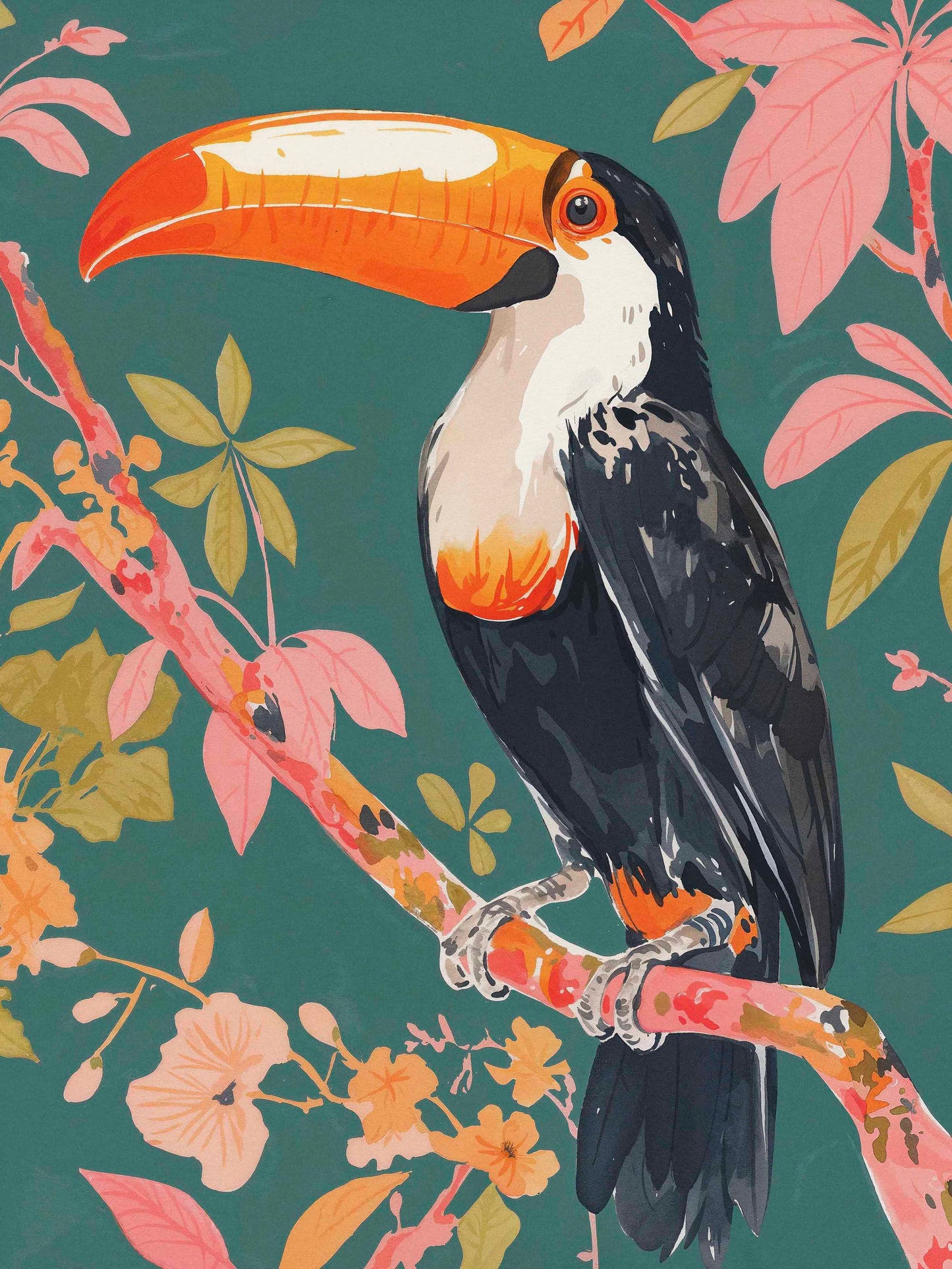 Tropical Splendor - Toucan in Blooming Canopy - Limited Edition Canvas