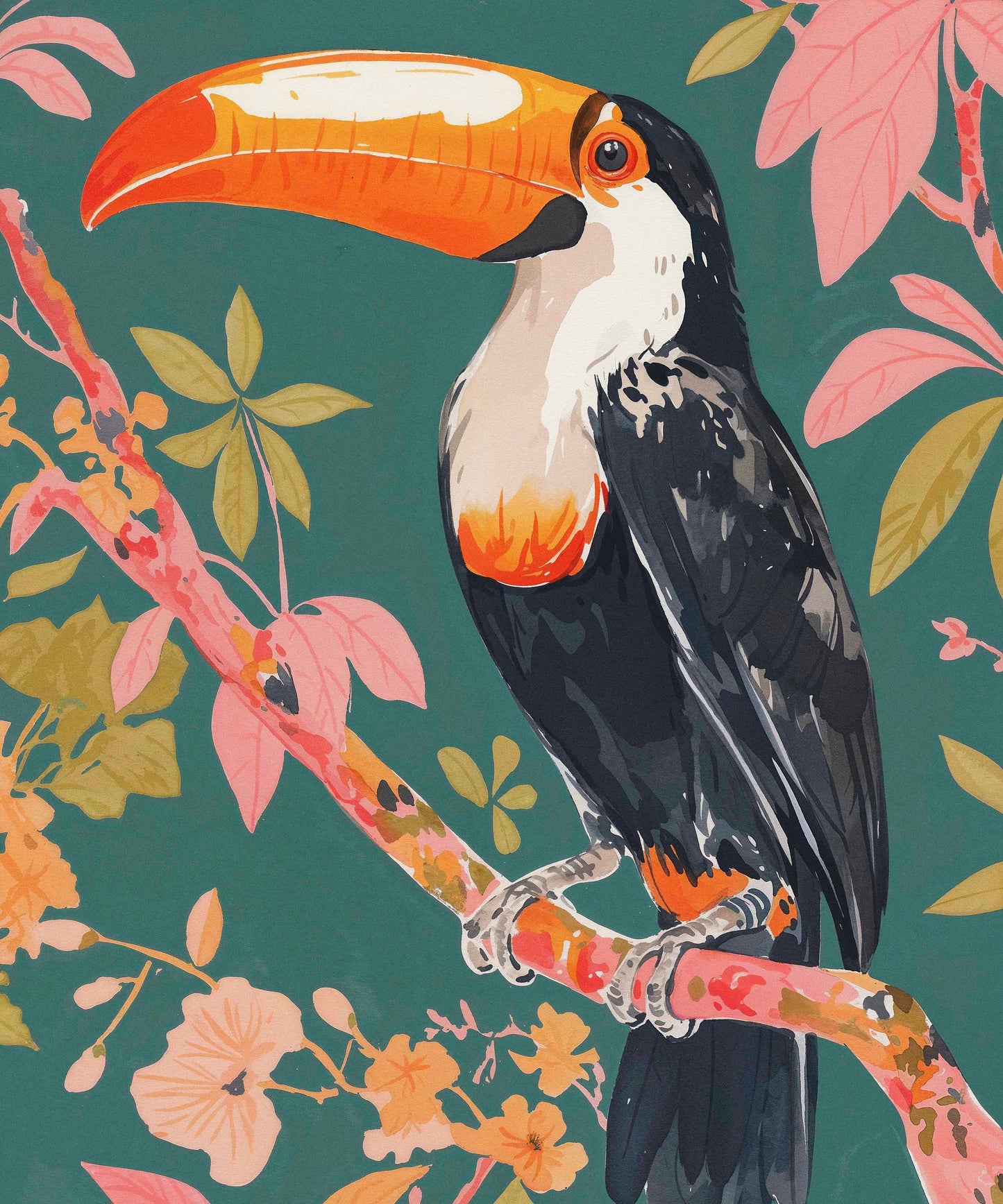 Tropical Splendor - Toucan in Blooming Canopy - Limited Edition Canvas