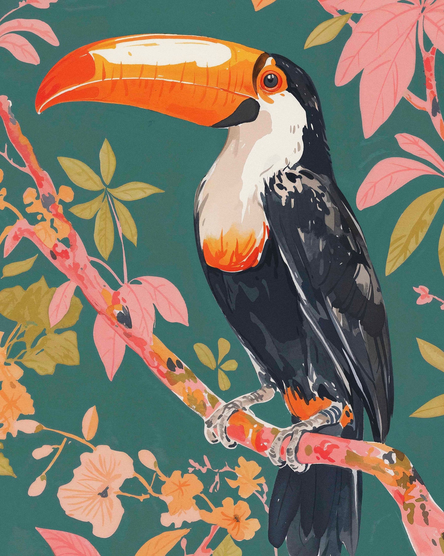 Tropical Splendor - Toucan in Blooming Canopy - Limited Edition Canvas