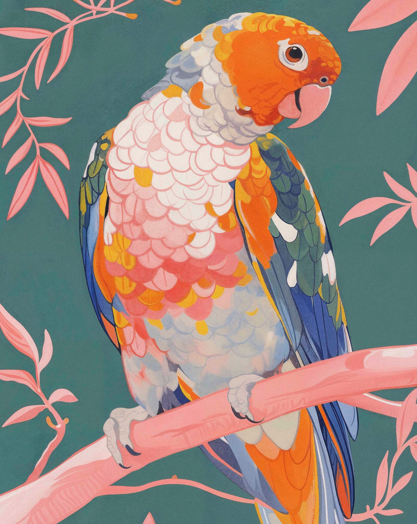 Prismatic Perch - Sun Conure in Dreamy Grove - Limited Edition Canvas