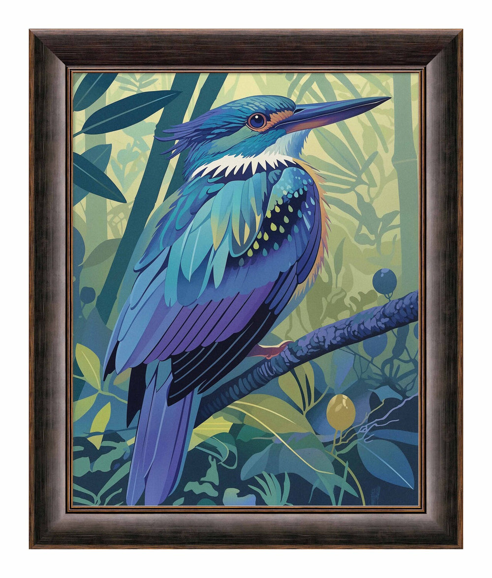 Tropical Splendor - Kingfisher in Lush Jungle - Limited Edition Canvas