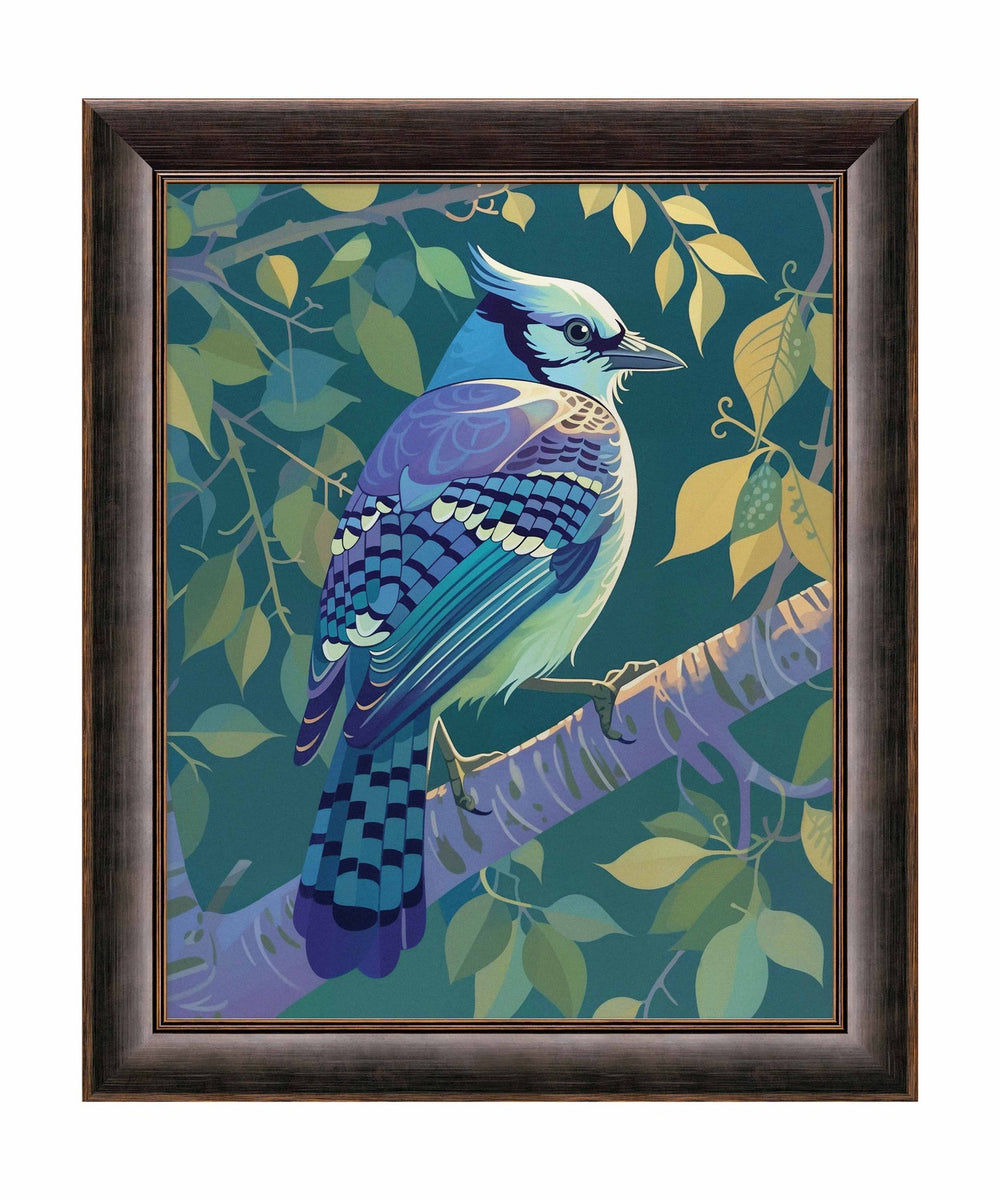 Morning Radiance - Blue Jay in Lush Foliage - Limited Edition Canvas
