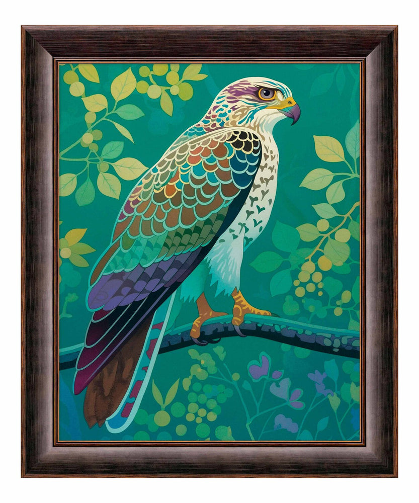 Vibrant Vigil - Hawk in Lush Canopy - Limited Edition Canvas