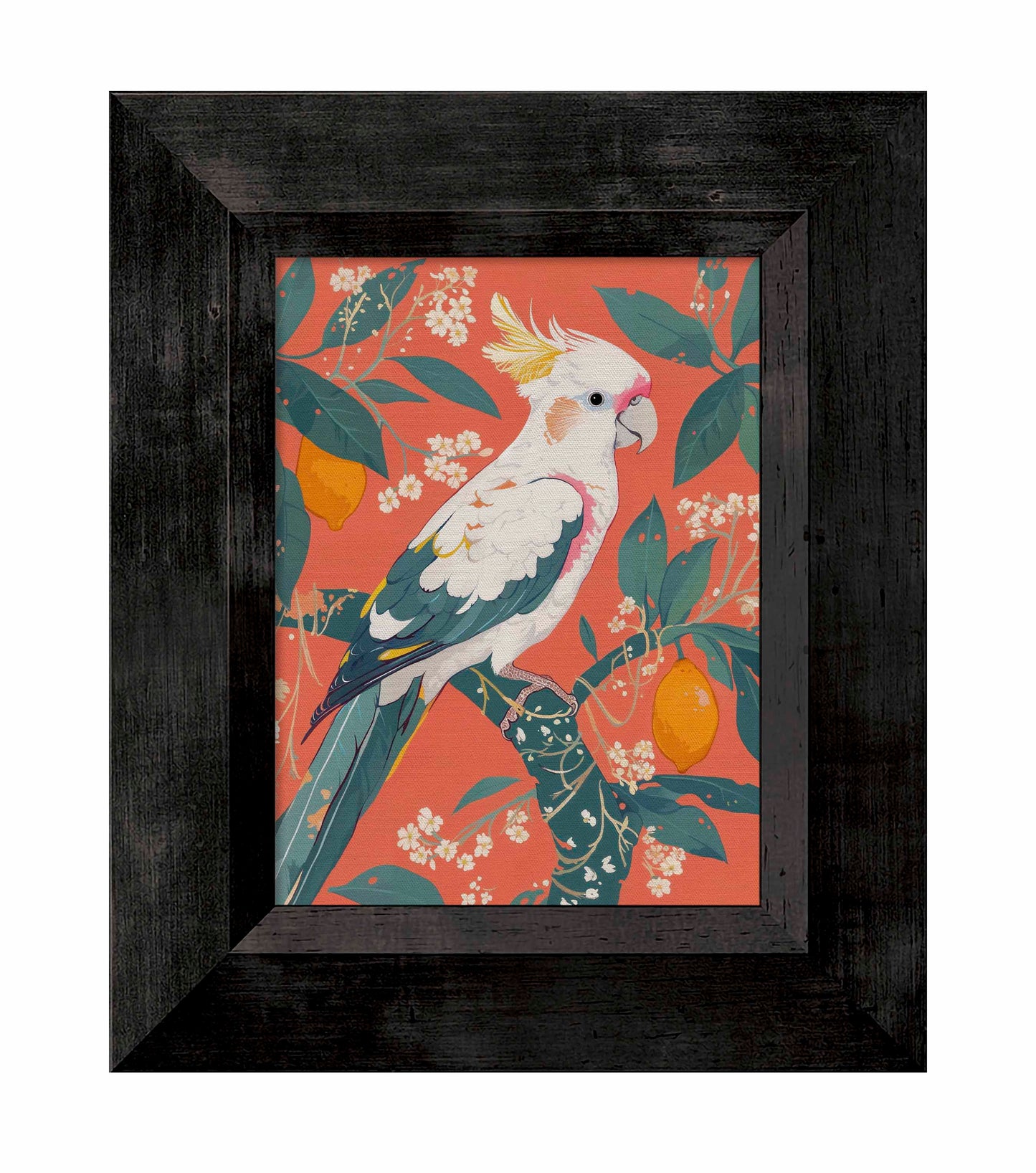 Lemon Grove Serenade - Cockatoo Amidst Citrus Blooms - Limited Edition Canvas