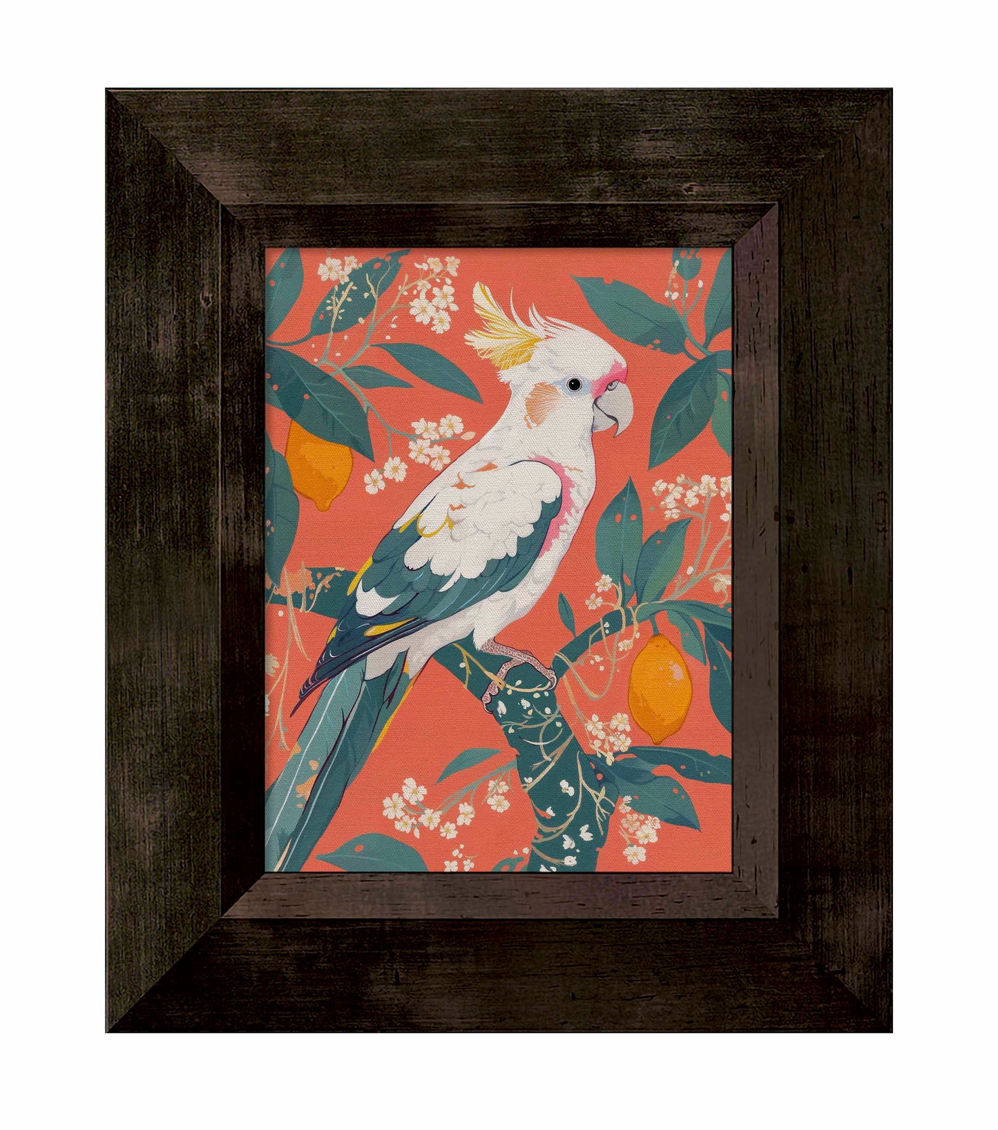 Lemon Grove Serenade - Cockatoo Amidst Citrus Blooms - Limited Edition Canvas