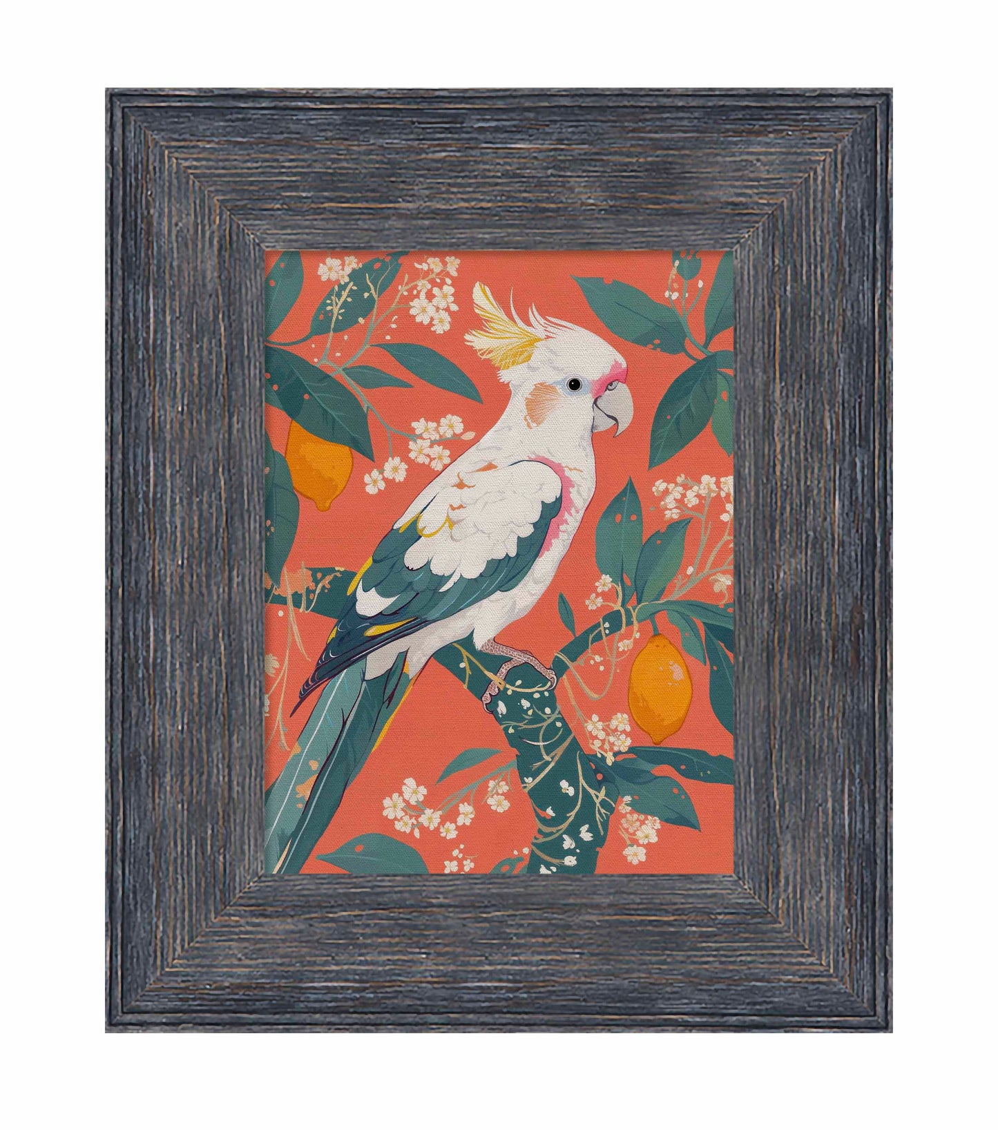Lemon Grove Serenade - Cockatoo Amidst Citrus Blooms - Limited Edition Canvas
