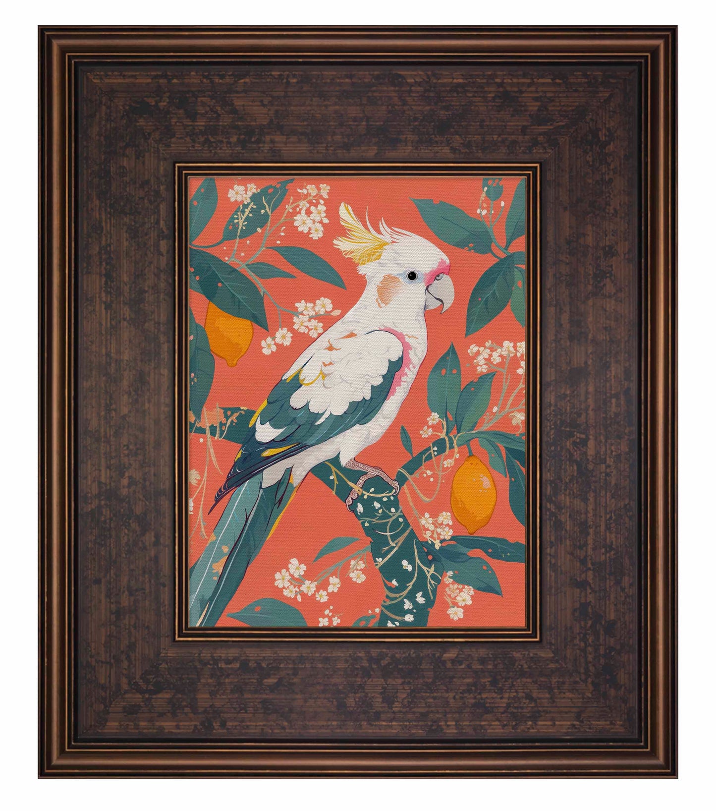 Lemon Grove Serenade - Cockatoo Amidst Citrus Blooms - Limited Edition Canvas