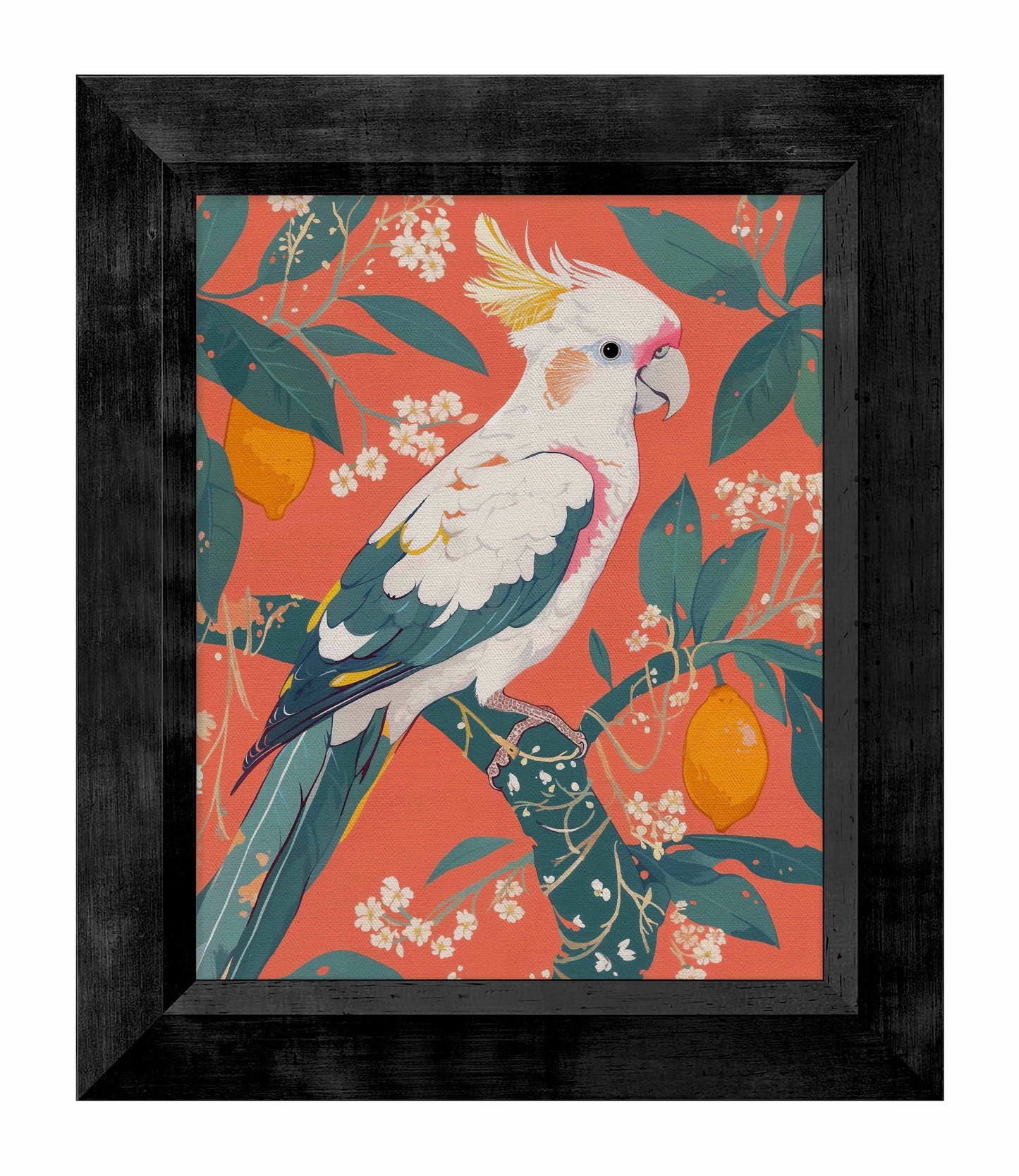 Lemon Grove Serenade - Cockatoo Amidst Citrus Blooms - Limited Edition Canvas