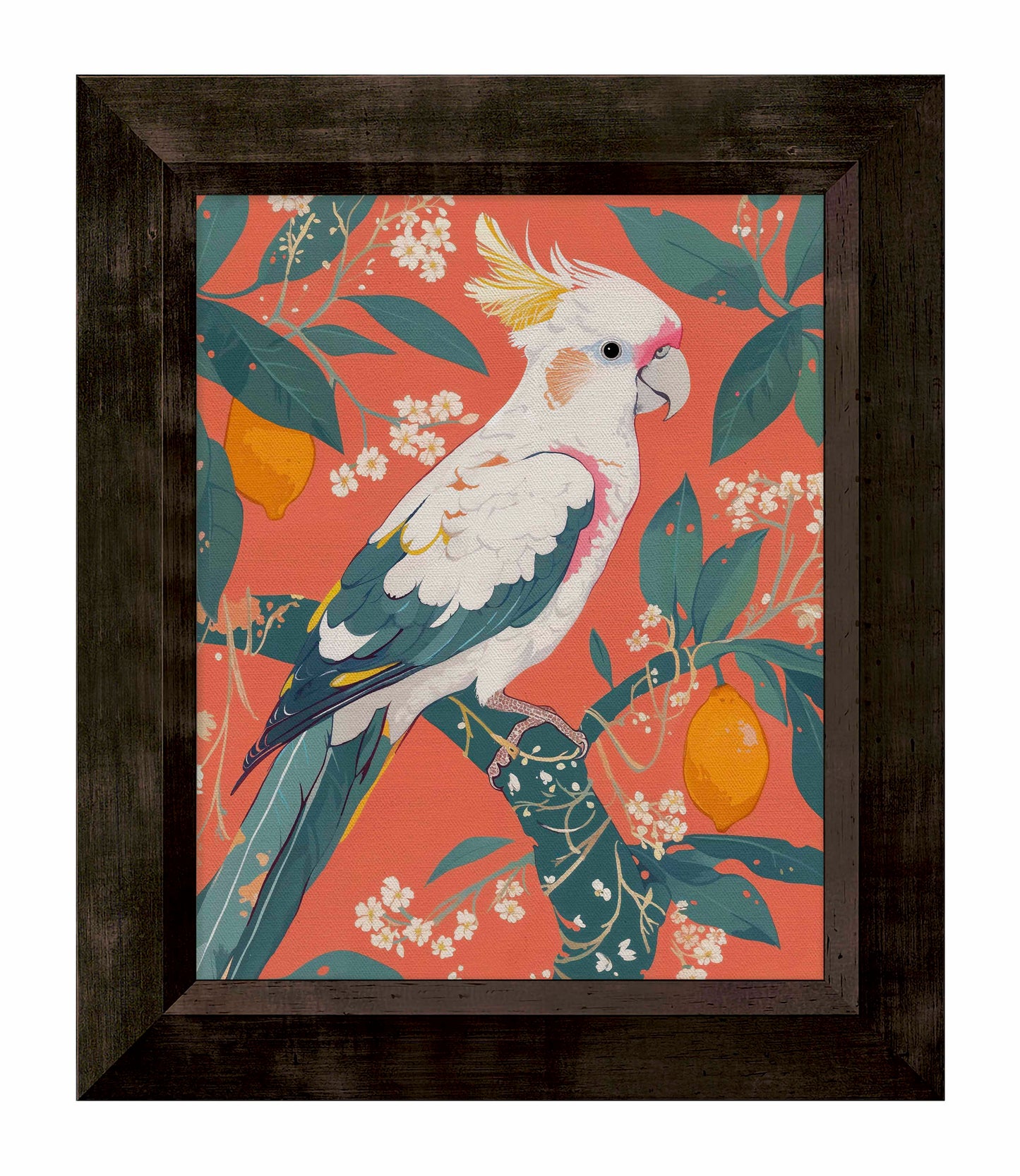 Lemon Grove Serenade - Cockatoo Amidst Citrus Blooms - Limited Edition Canvas