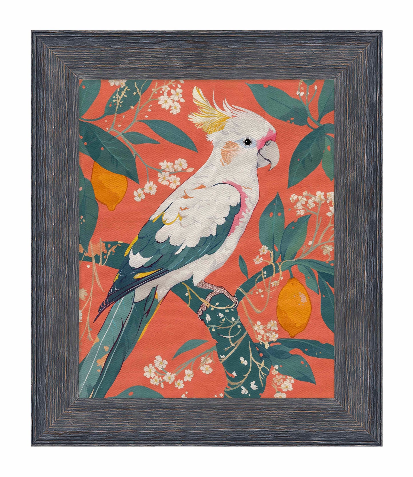 Lemon Grove Serenade - Cockatoo Amidst Citrus Blooms - Limited Edition Canvas