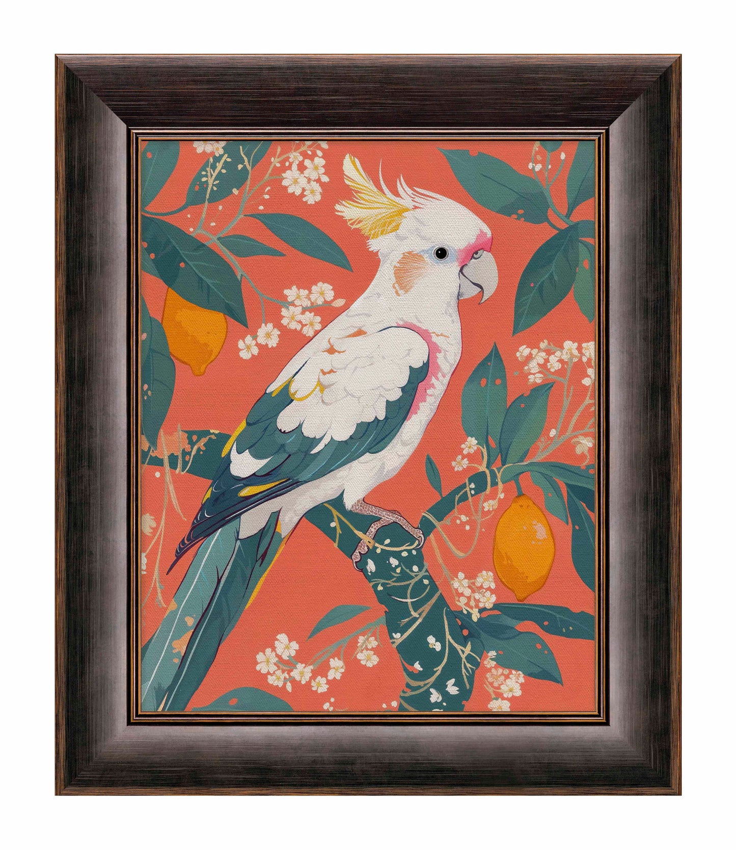 Lemon Grove Serenade - Cockatoo Amidst Citrus Blooms - Limited Edition Canvas
