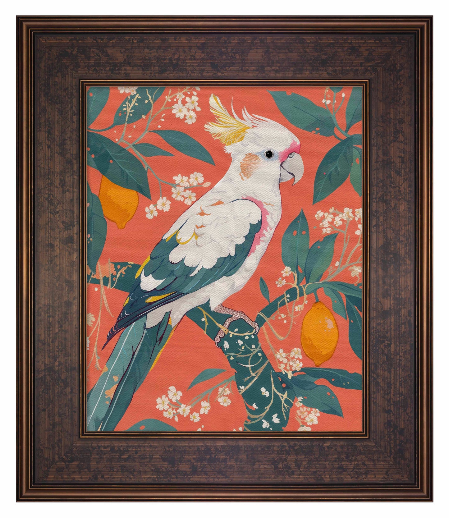 Lemon Grove Serenade - Cockatoo Amidst Citrus Blooms - Limited Edition Canvas