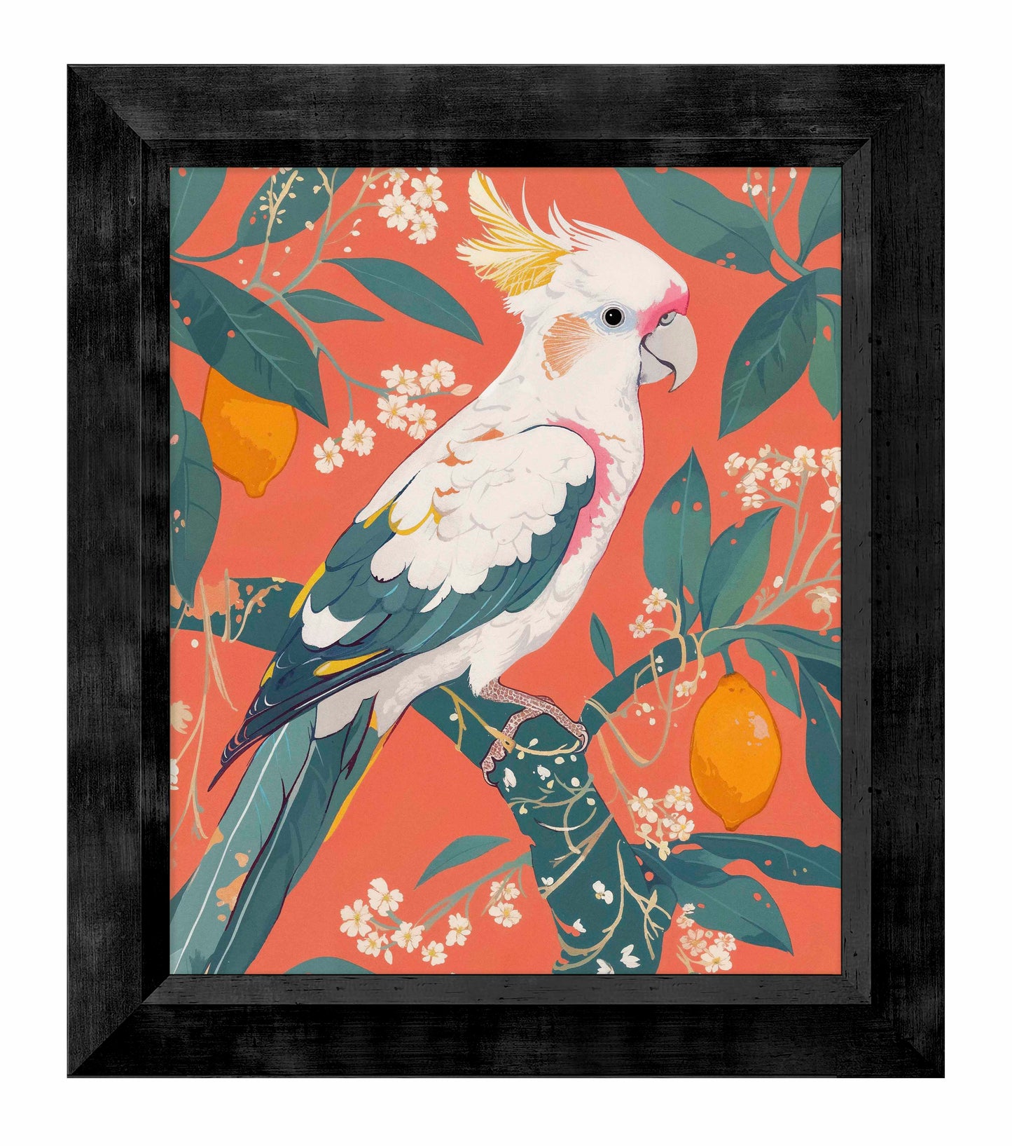Lemon Grove Serenade - Cockatoo Amidst Citrus Blooms - Limited Edition Canvas