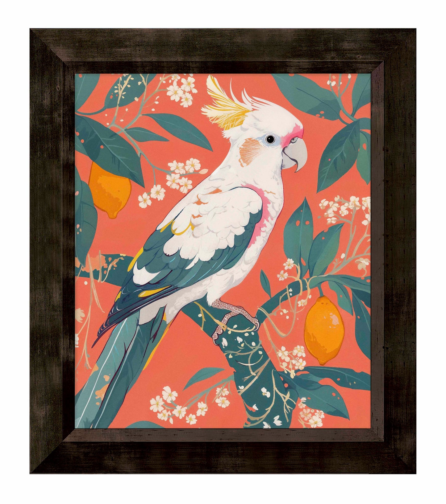 Lemon Grove Serenade - Cockatoo Amidst Citrus Blooms - Limited Edition Canvas
