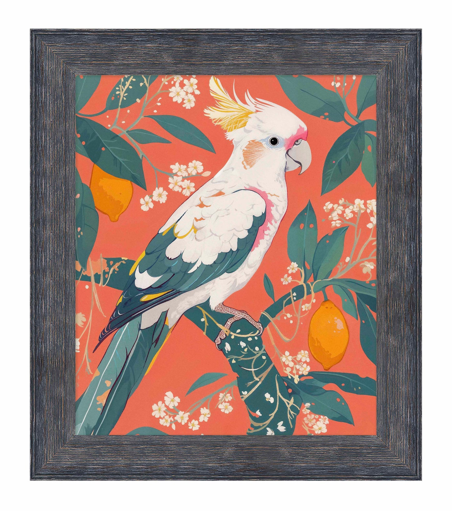 Lemon Grove Serenade - Cockatoo Amidst Citrus Blooms - Limited Edition Canvas
