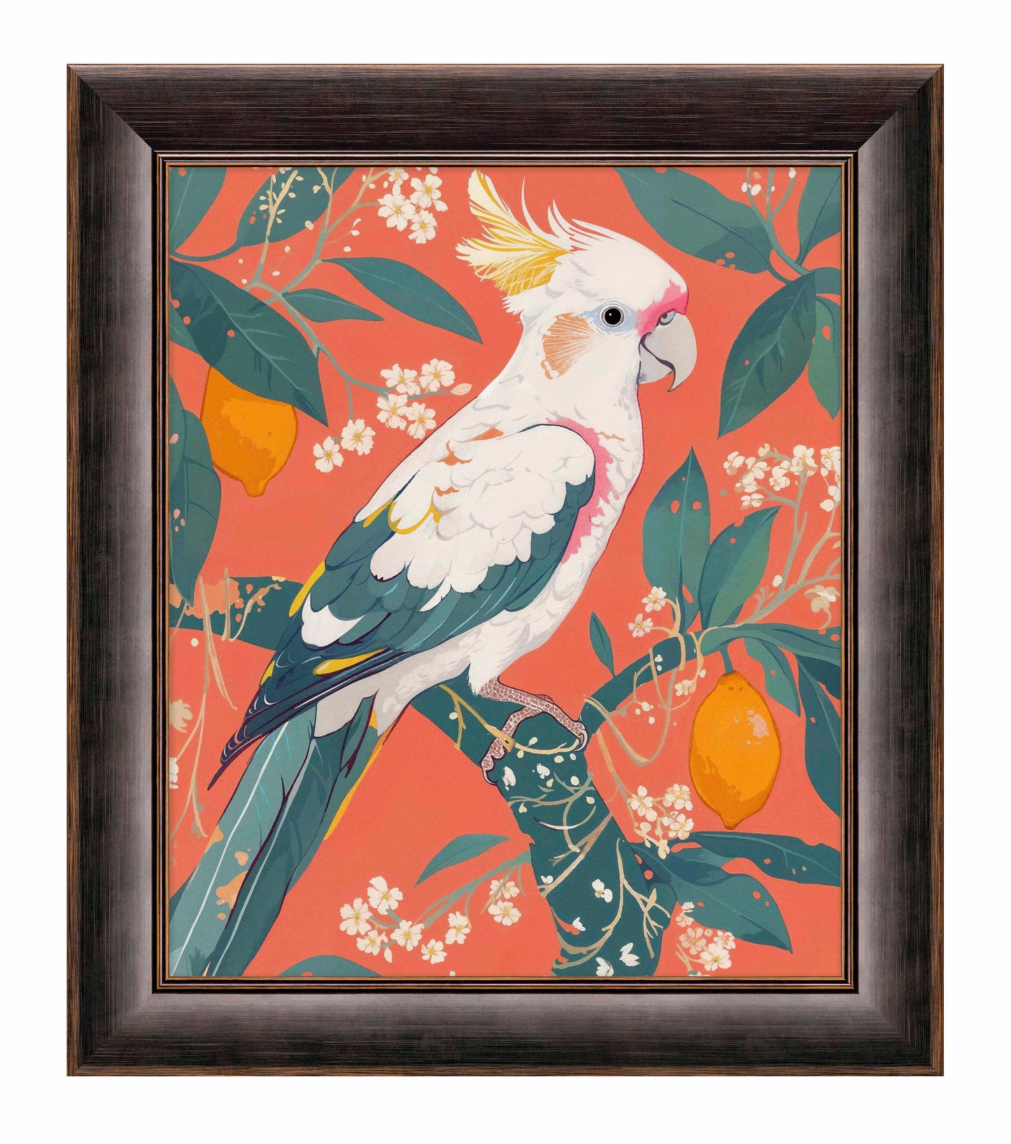 Lemon Grove Serenade - Cockatoo Amidst Citrus Blooms - Limited Edition Canvas