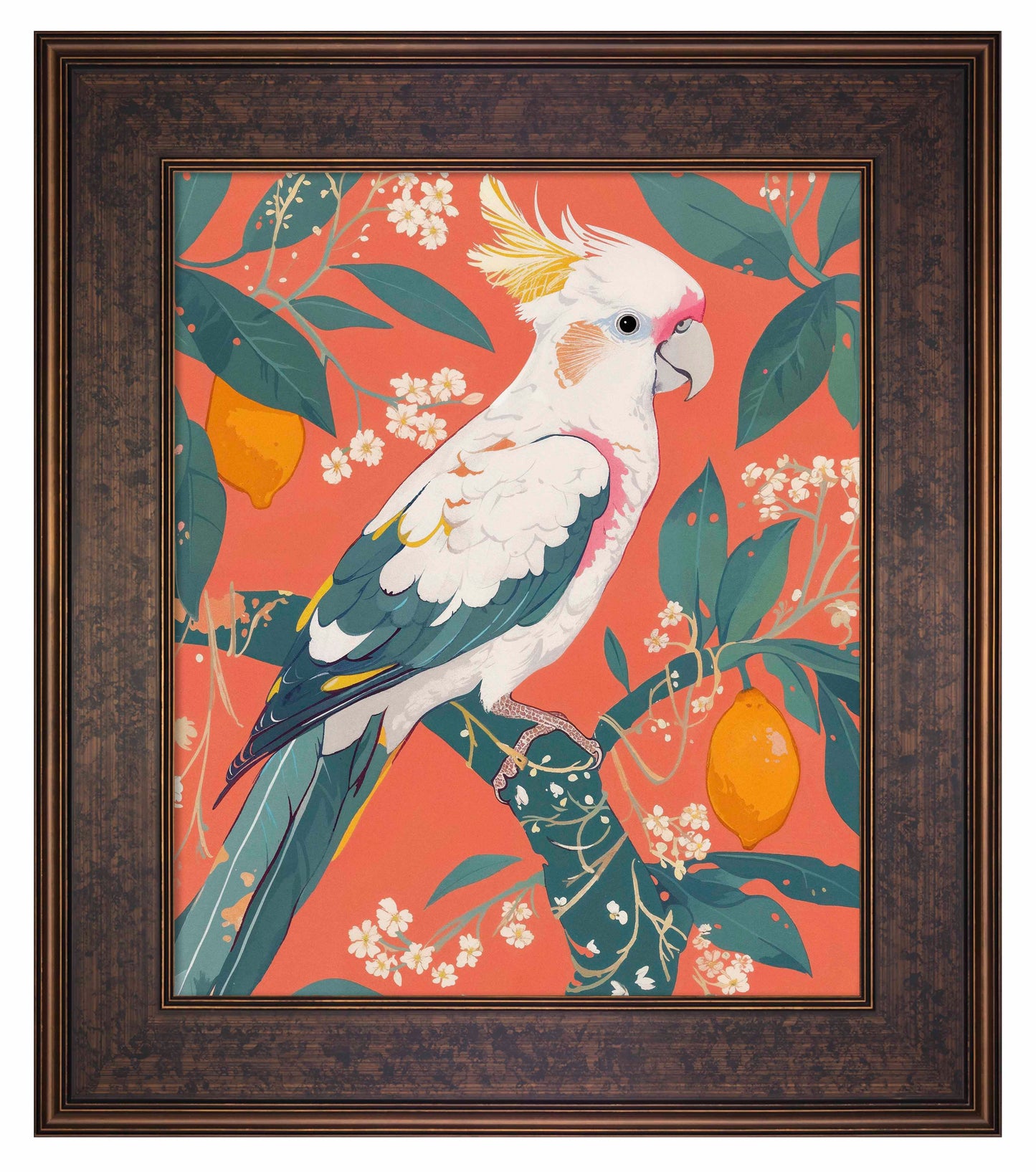 Lemon Grove Serenade - Cockatoo Amidst Citrus Blooms - Limited Edition Canvas