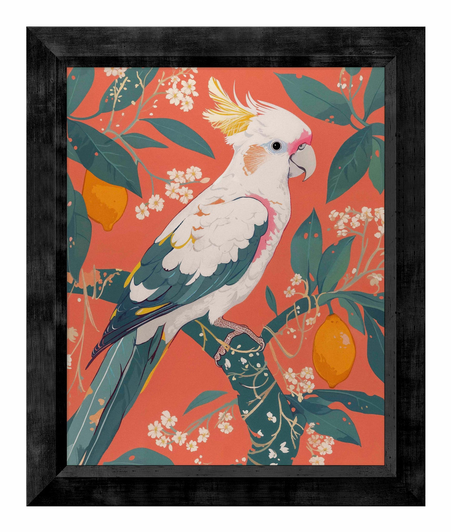 Lemon Grove Serenade - Cockatoo Amidst Citrus Blooms - Limited Edition Canvas