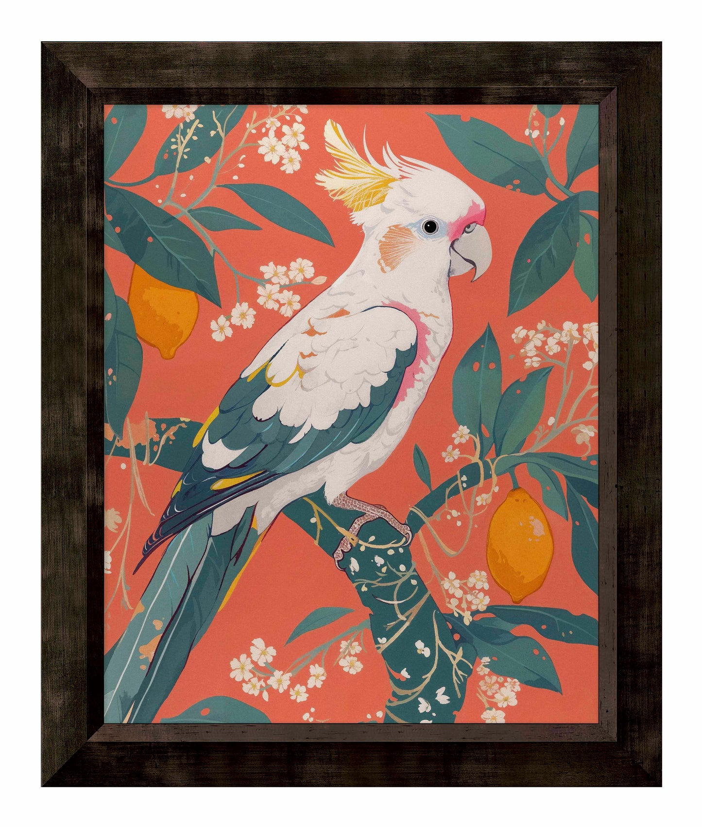 Lemon Grove Serenade - Cockatoo Amidst Citrus Blooms - Limited Edition Canvas