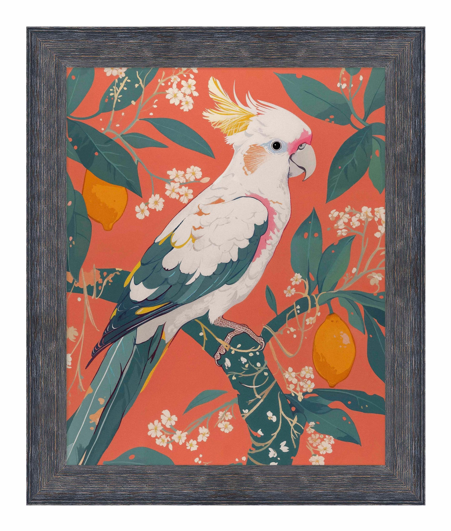 Lemon Grove Serenade - Cockatoo Amidst Citrus Blooms - Limited Edition Canvas