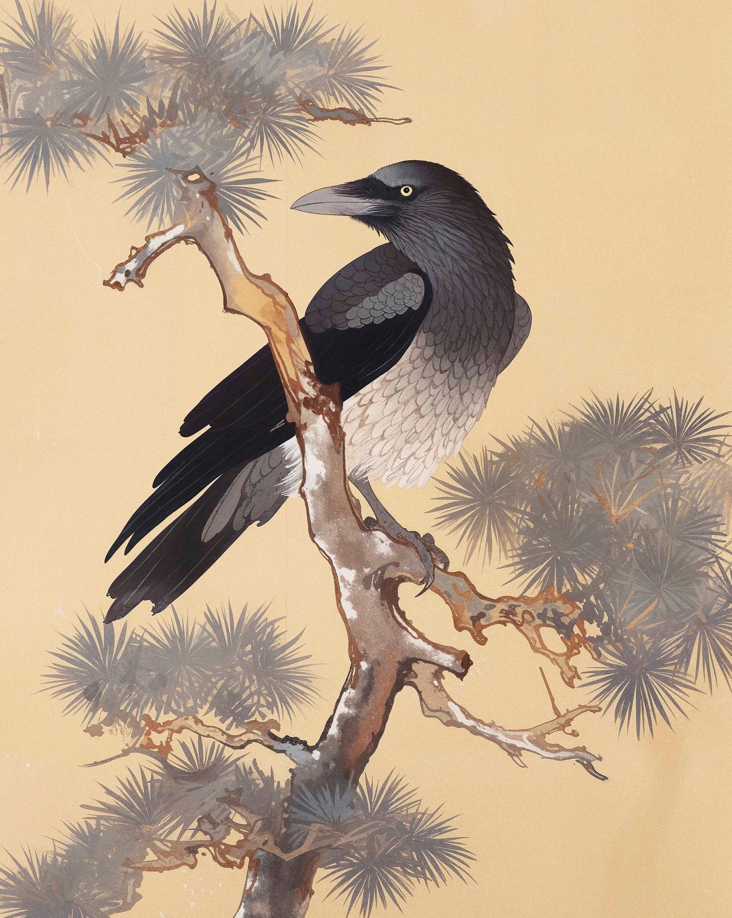 Mystic Watcher - Raven in Pine Grove - Limited Edition Canvas