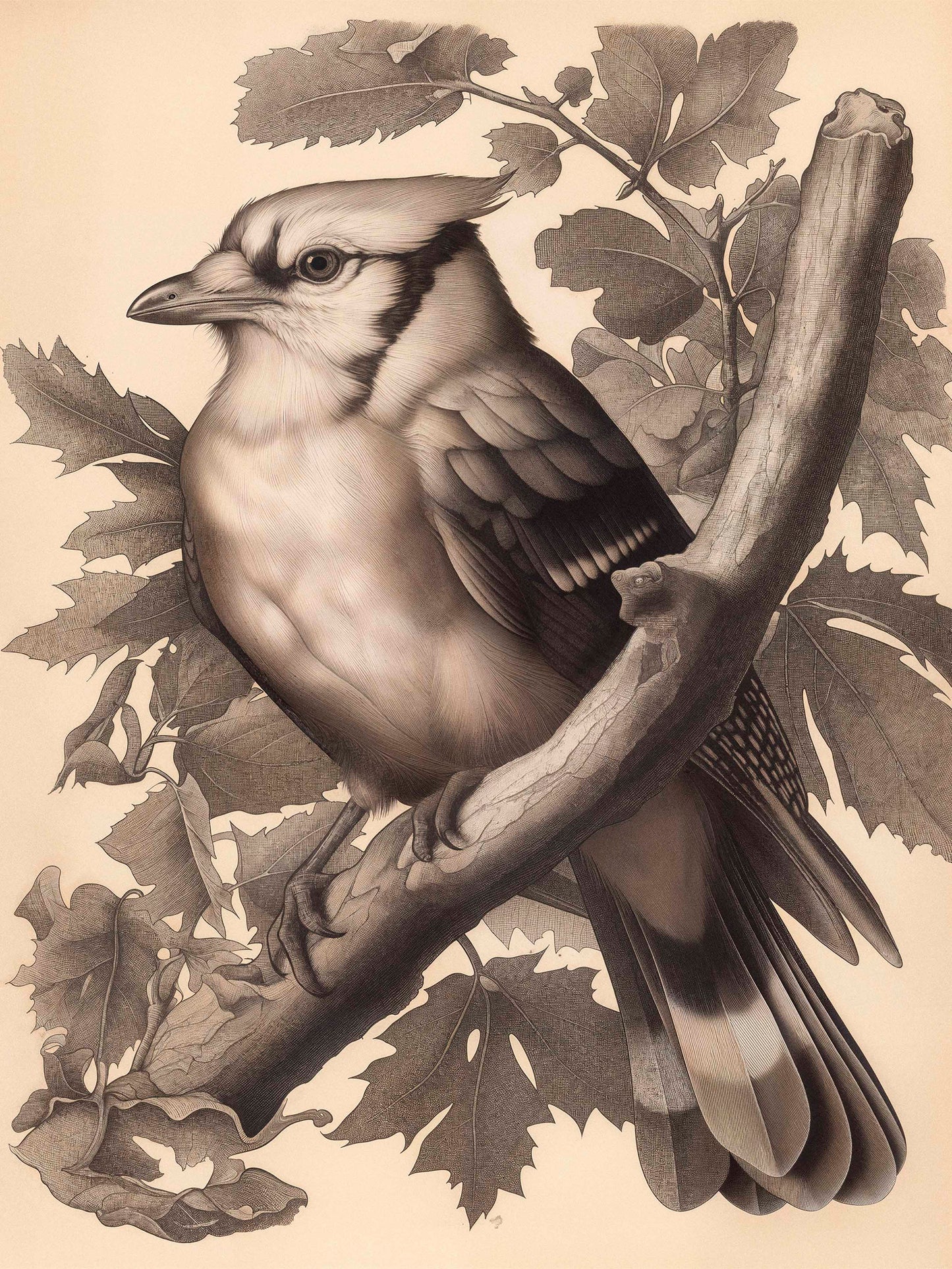 Timeless Grace - Blue Jay in Oak Canopy - Limited Edition Canvas