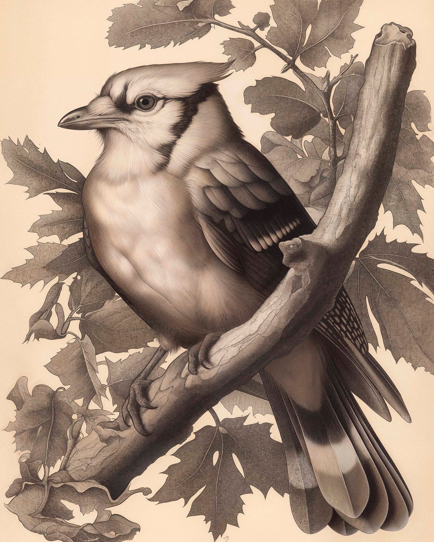 Timeless Grace - Blue Jay in Oak Canopy - Limited Edition Canvas