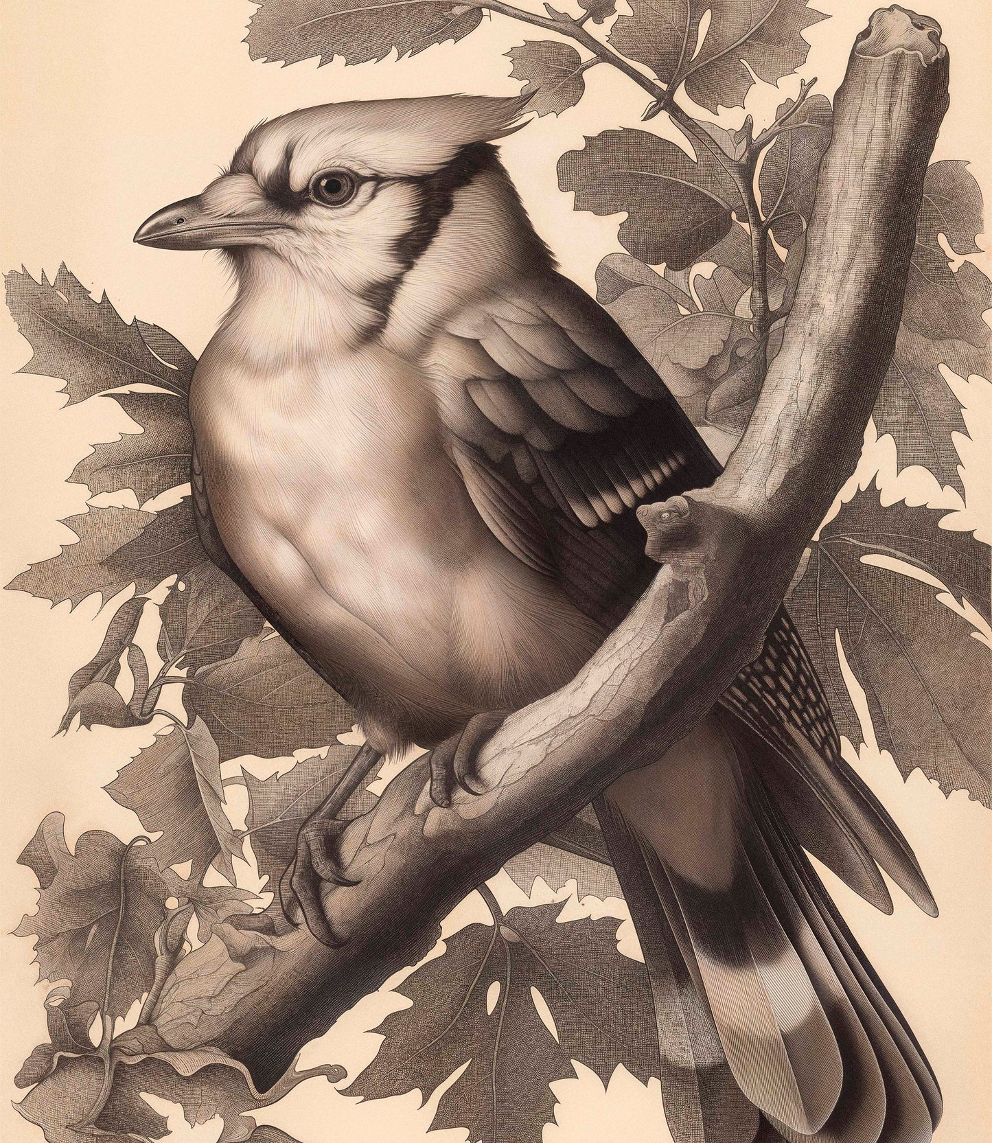 Timeless Grace - Blue Jay in Oak Canopy - Limited Edition Canvas