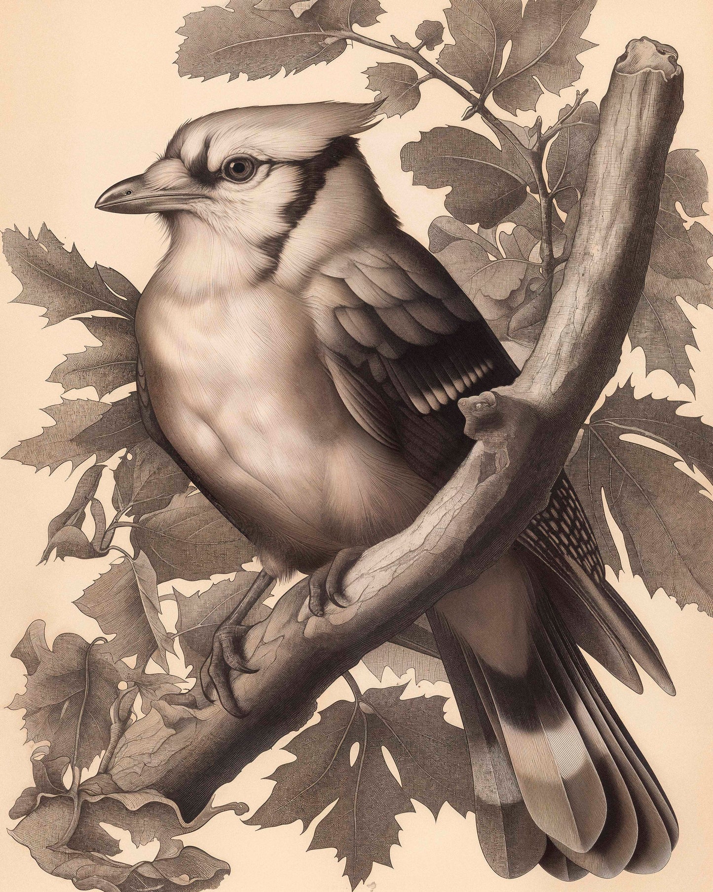 Timeless Grace - Blue Jay in Oak Canopy - Limited Edition Canvas