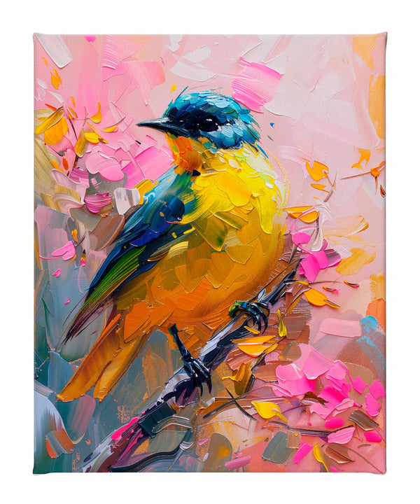 Vibrant Harmony - Songbird in Bloom - Gallery Wrapped Canvas