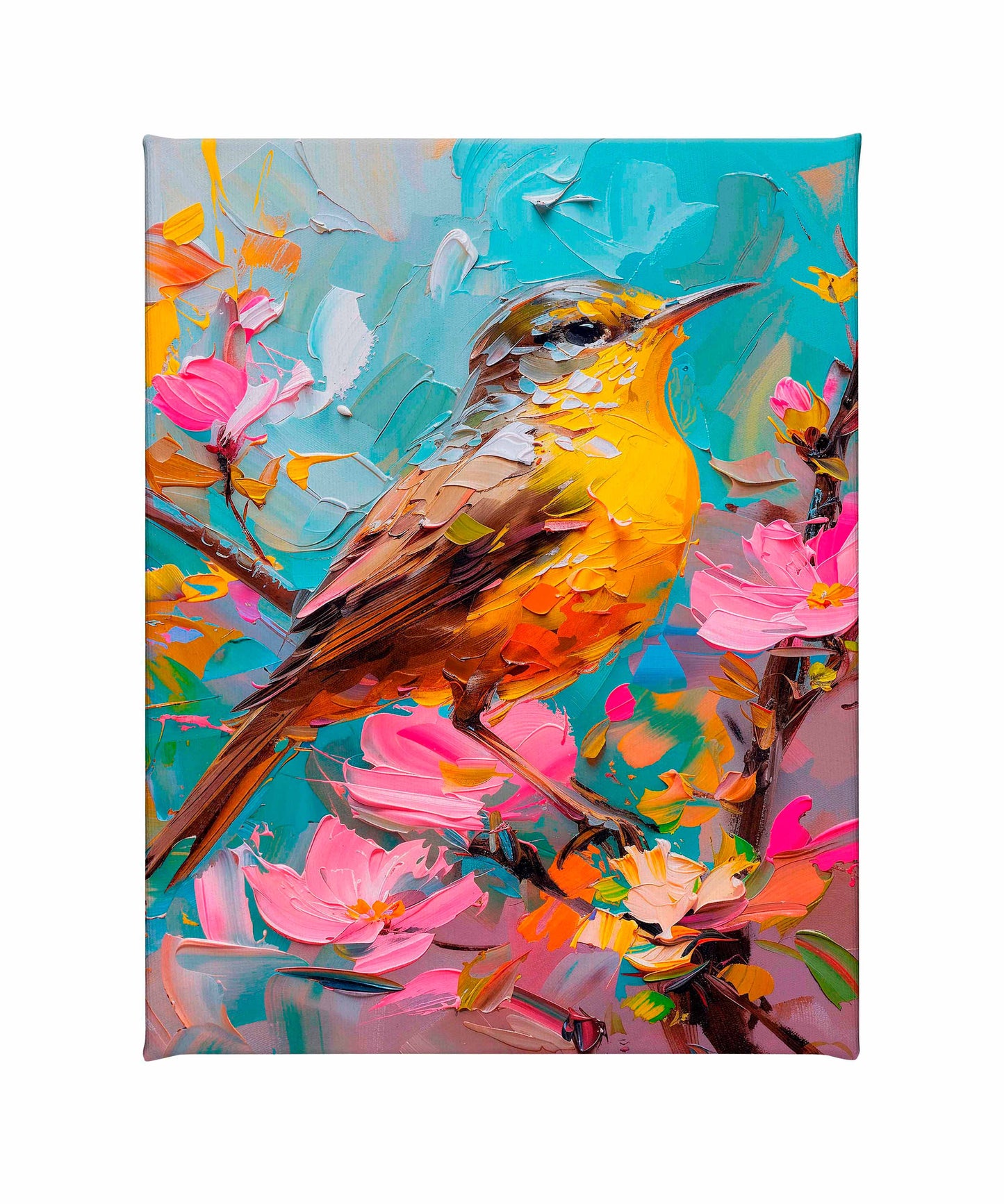 Spring Symphony - Warbler Among Blossoms - Gallery Wrapped Canvas