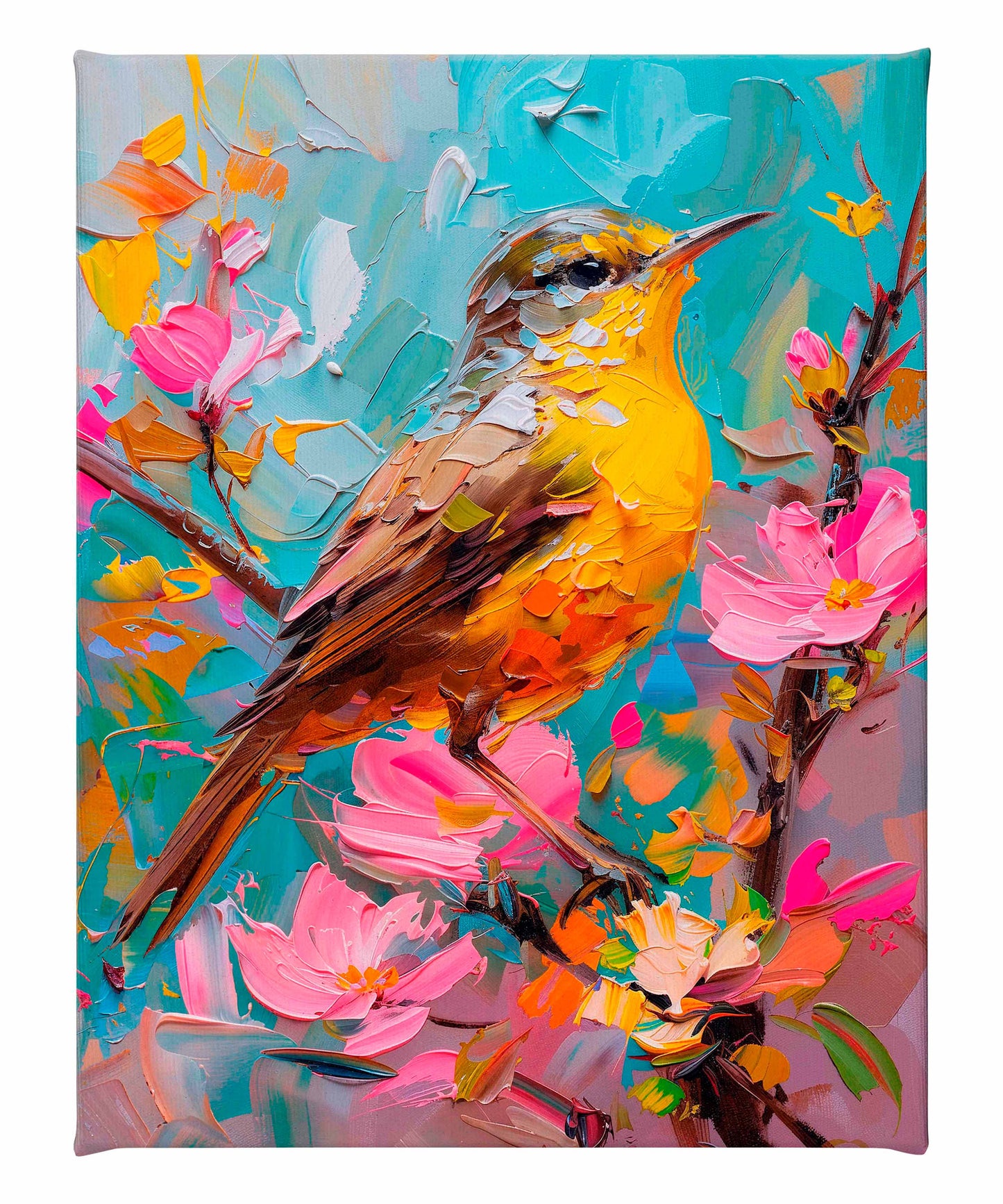 Spring Symphony - Warbler Among Blossoms - Gallery Wrapped Canvas