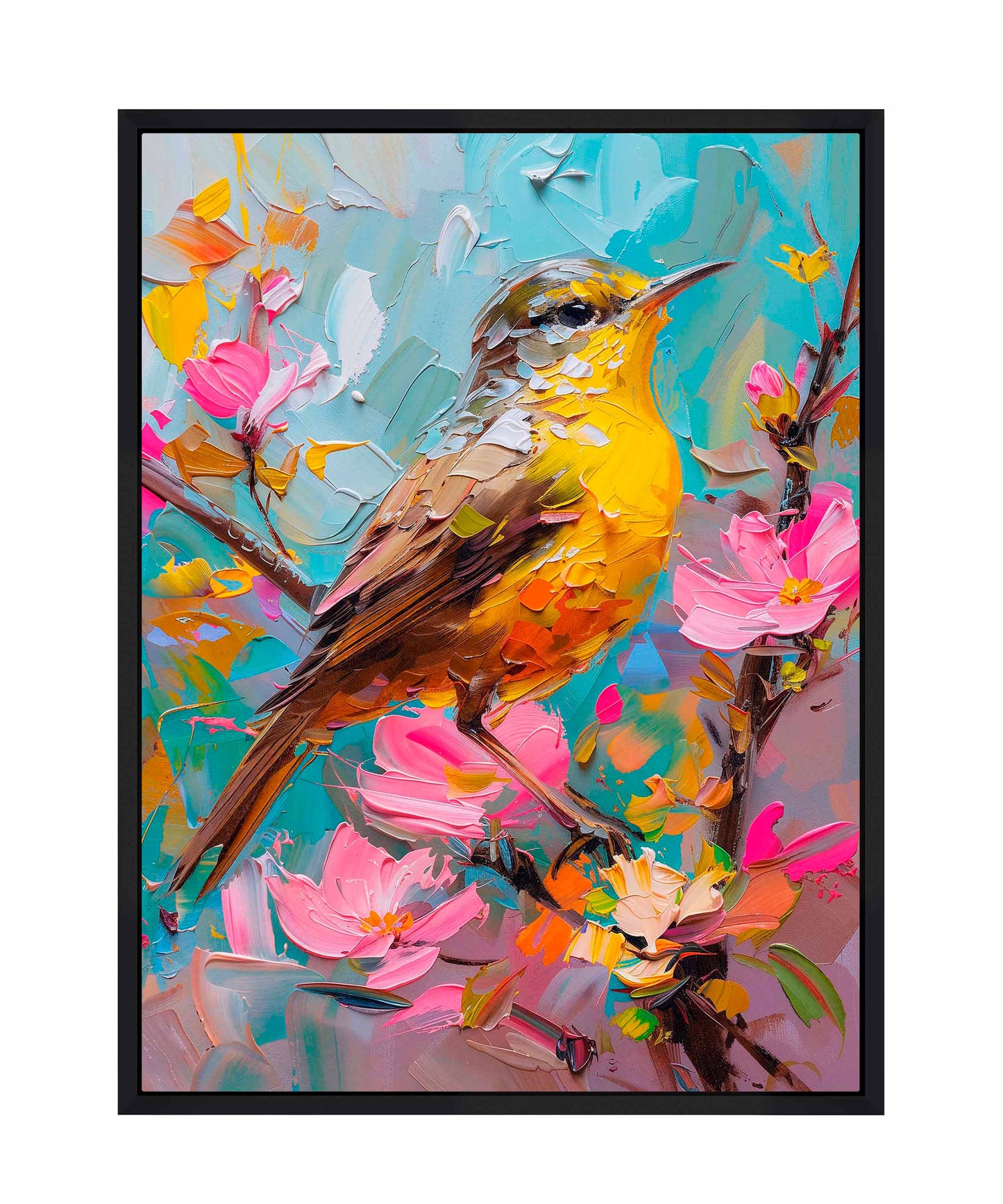 Spring Symphony - Warbler Among Blossoms - Gallery Wrapped Canvas
