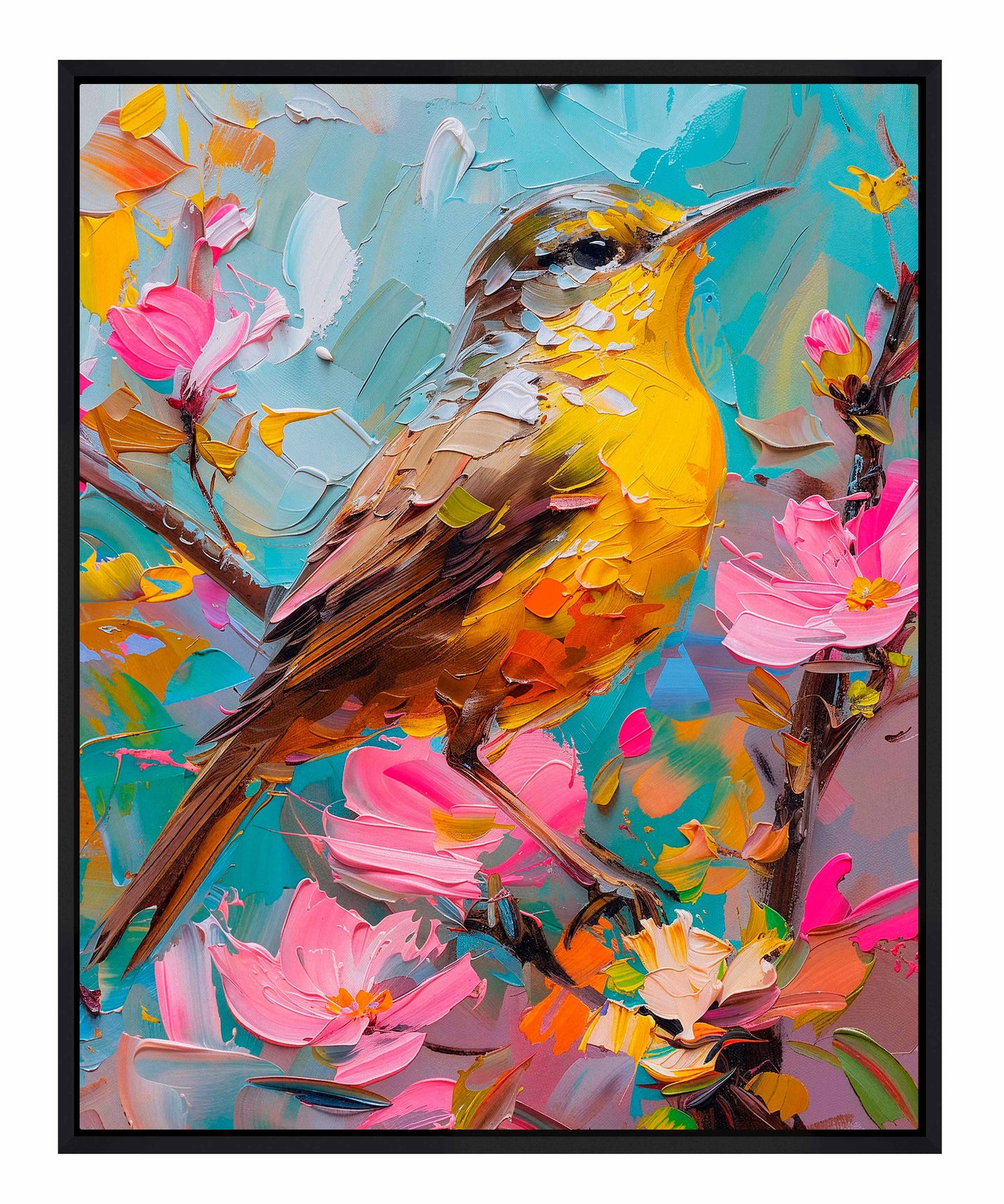 Spring Symphony - Warbler Among Blossoms - Gallery Wrapped Canvas