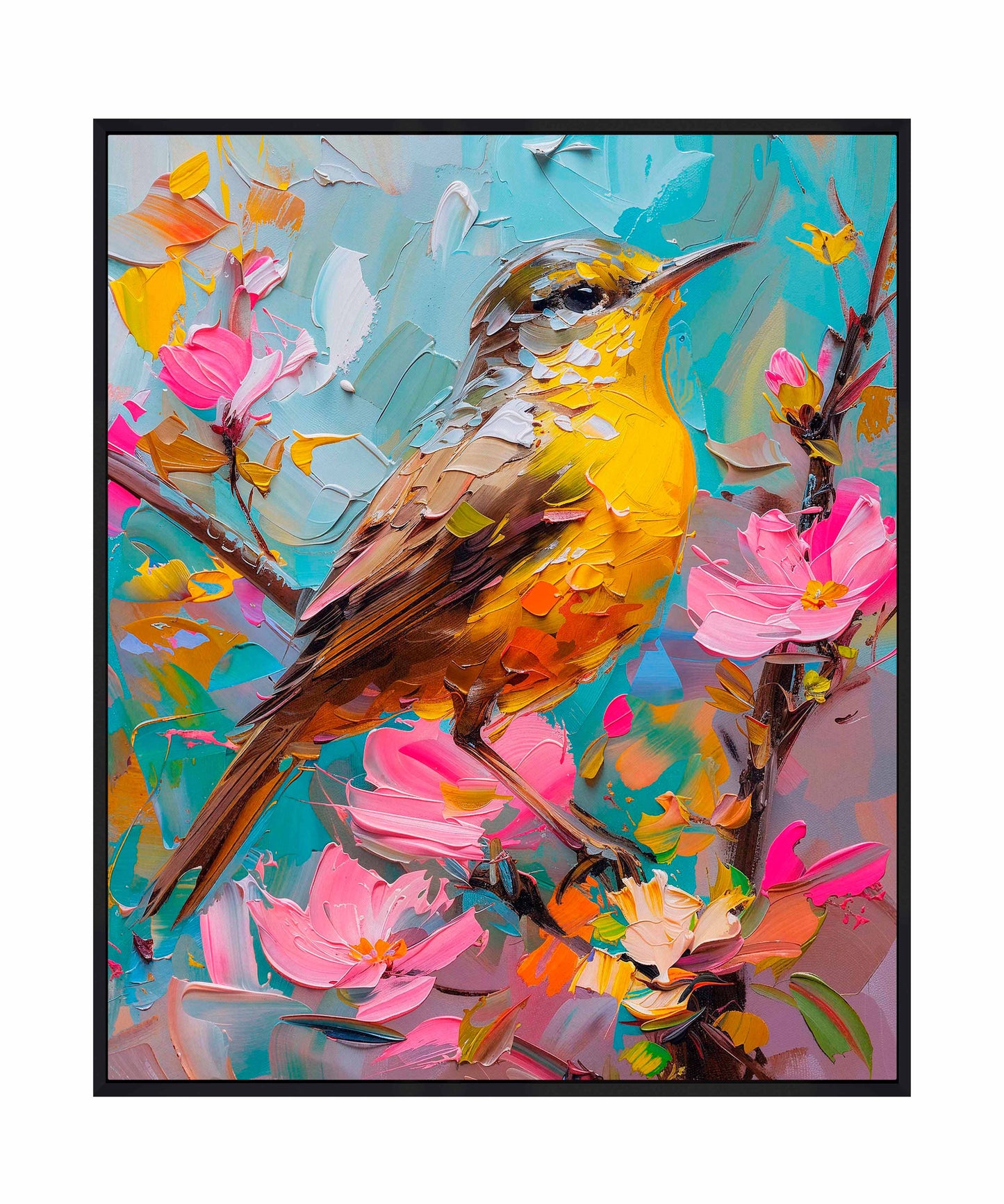 Spring Symphony - Warbler Among Blossoms - Gallery Wrapped Canvas