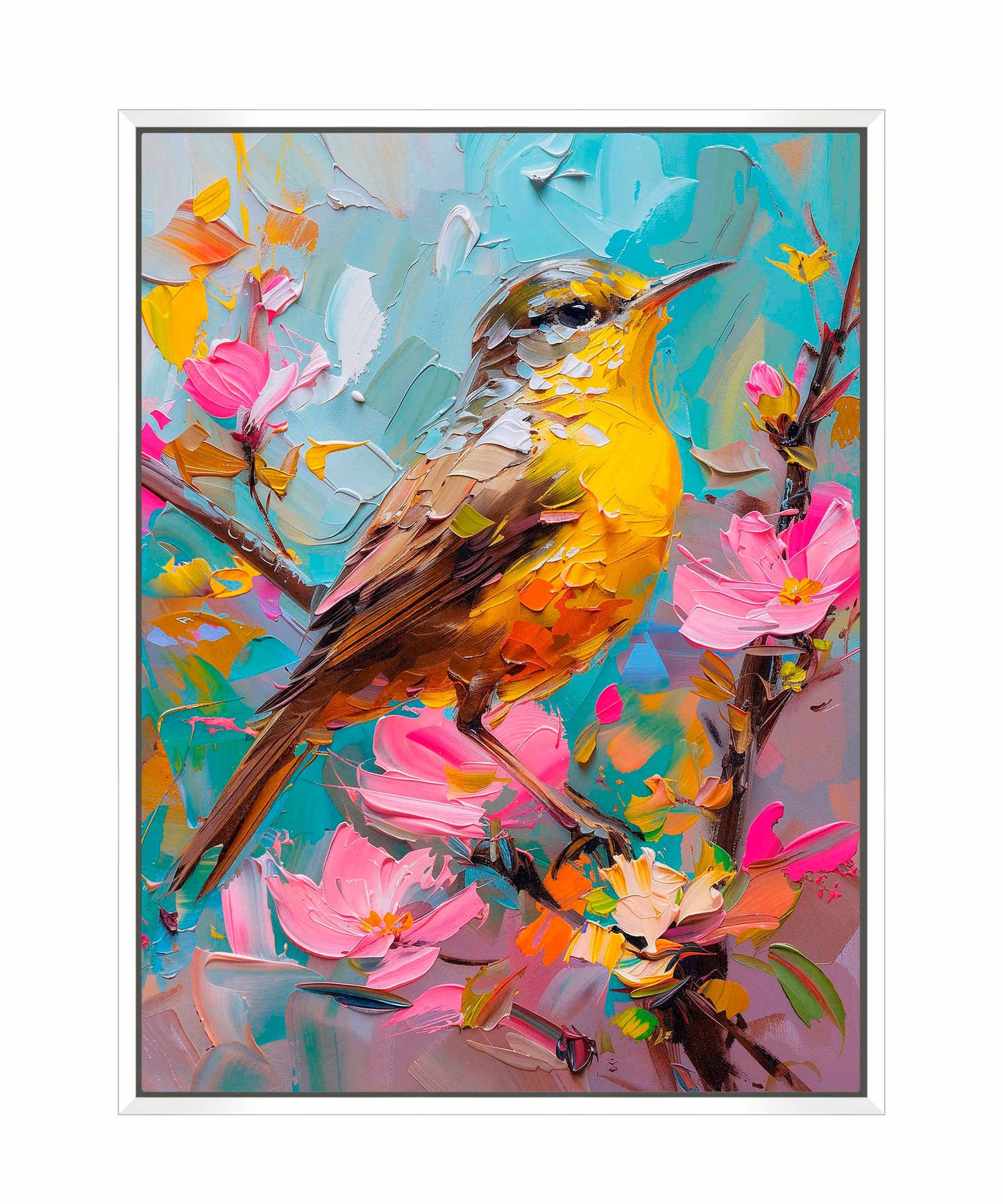 Spring Symphony - Warbler Among Blossoms - Gallery Wrapped Canvas
