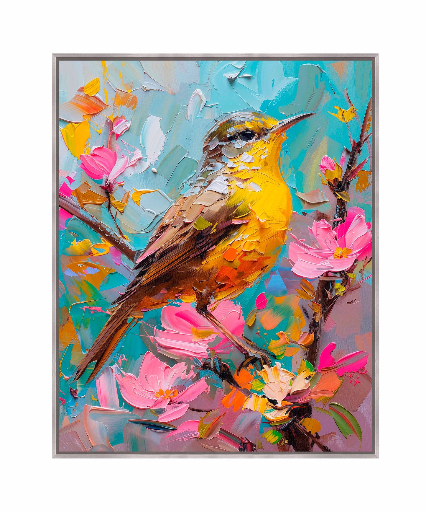 Spring Symphony - Warbler Among Blossoms - Gallery Wrapped Canvas