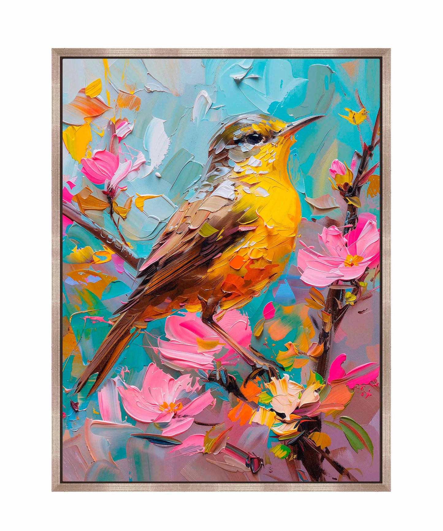 Spring Symphony - Warbler Among Blossoms - Gallery Wrapped Canvas