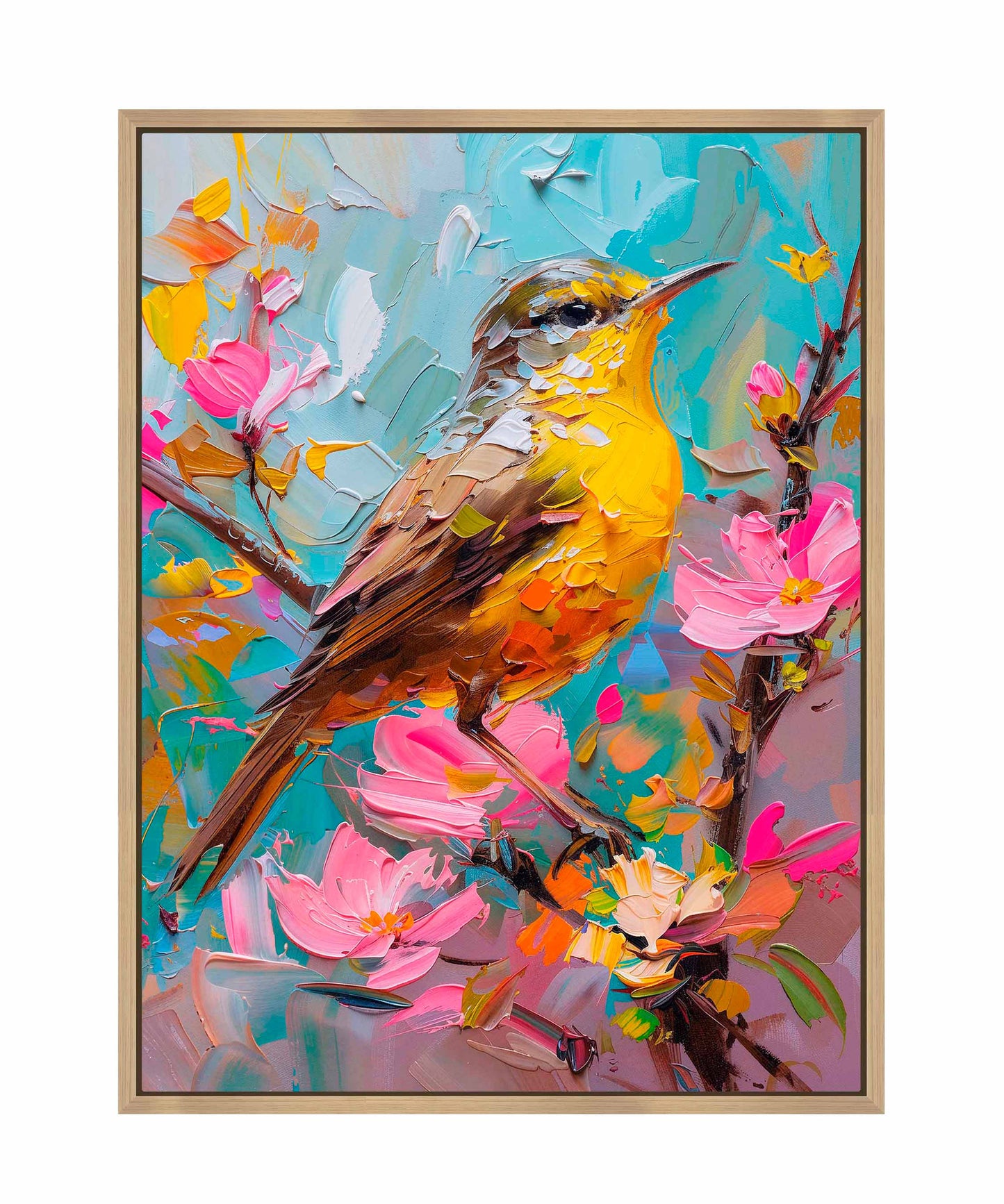 Spring Symphony - Warbler Among Blossoms - Gallery Wrapped Canvas