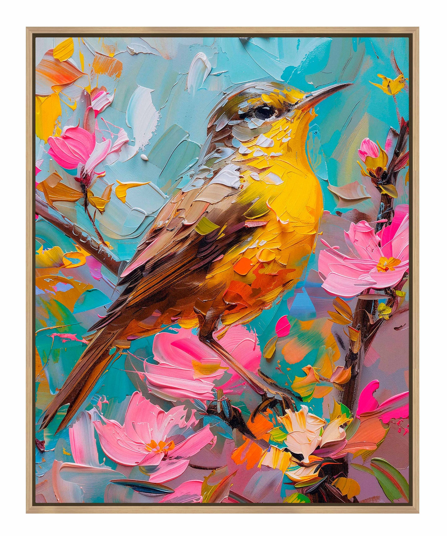 Spring Symphony - Warbler Among Blossoms - Gallery Wrapped Canvas