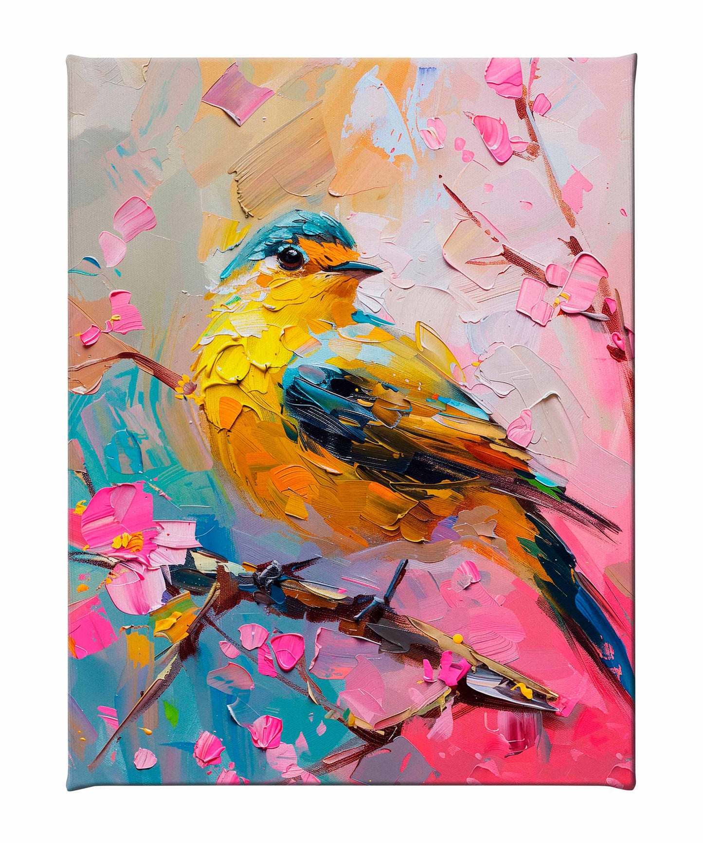Radiant Serenade - Warbler in Bloom - Gallery Wrapped Canvas