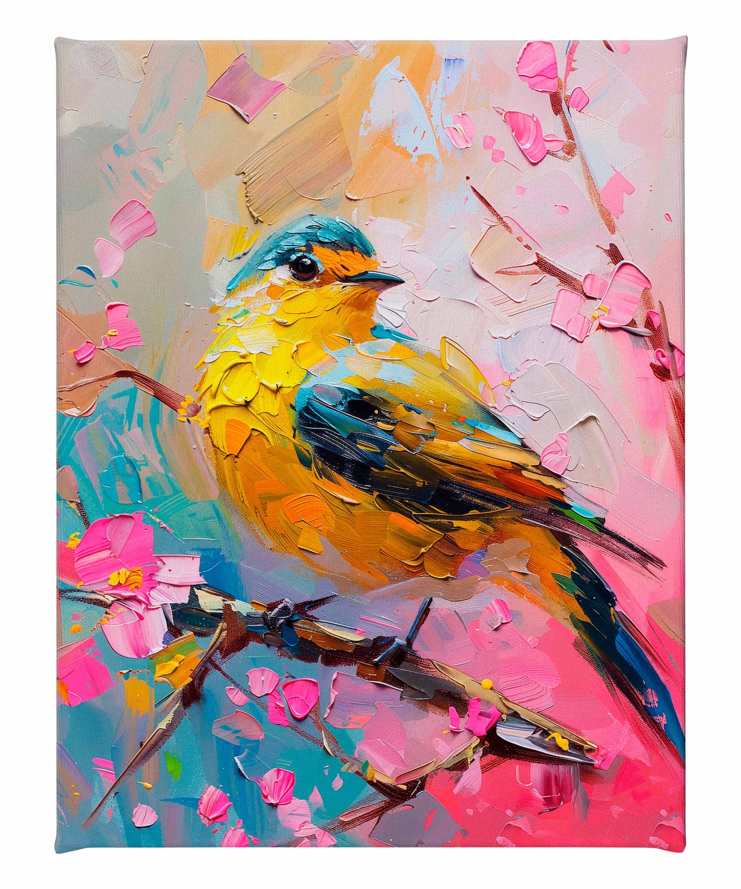 Radiant Serenade - Warbler in Bloom - Gallery Wrapped Canvas