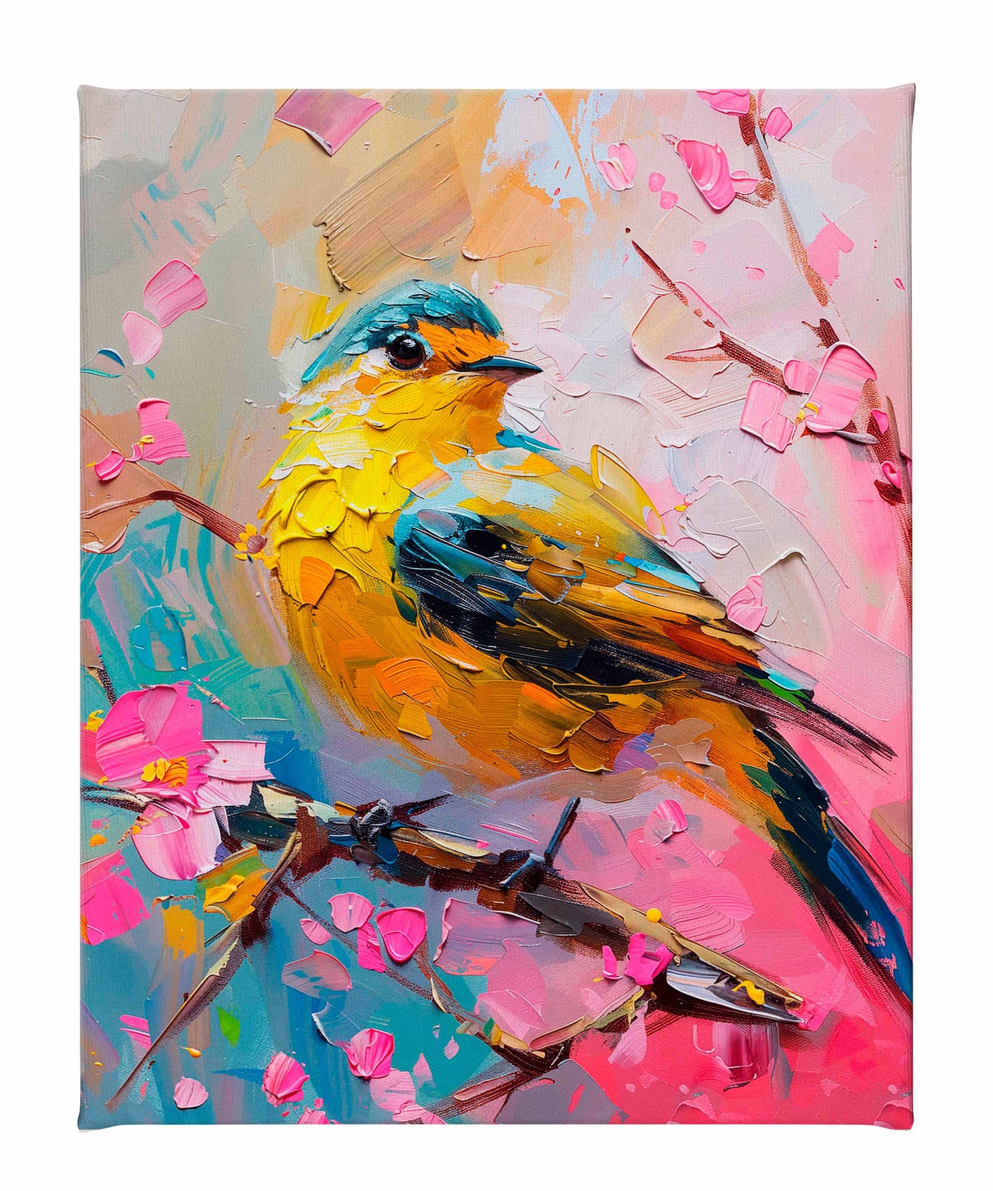 Radiant Serenade - Warbler in Bloom - Gallery Wrapped Canvas